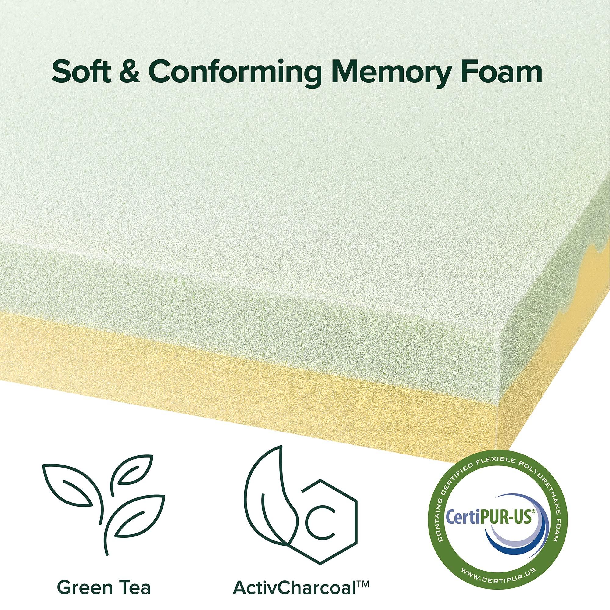 Zinus ZINUS 4 Inch Green Tea TorsoTec Memory Foam Mattress Topper, Pressure-Relieving, Lumbar Support, CertiPUR-US Certified, King