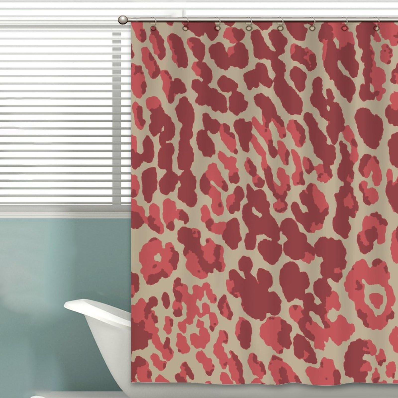 Yinrune Yinrune Cheetah Leopard Print Shower Curtain Animal Antelope Shower Curtains Rustic Shower Curtain 60x72in Shower Curtain Liner Polyester Fabric Shower Curtain Set with Hooks Washable Durable