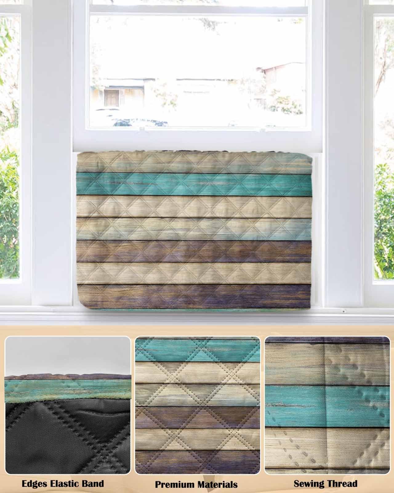 Rocking Giraffee Air Conditioner Cover AC Cover Rustic Wooden Texture Indoor Window Air Conditioner Covers Adjustable AC Covers for Inside Double Insulation 21x15x3.5 Inch