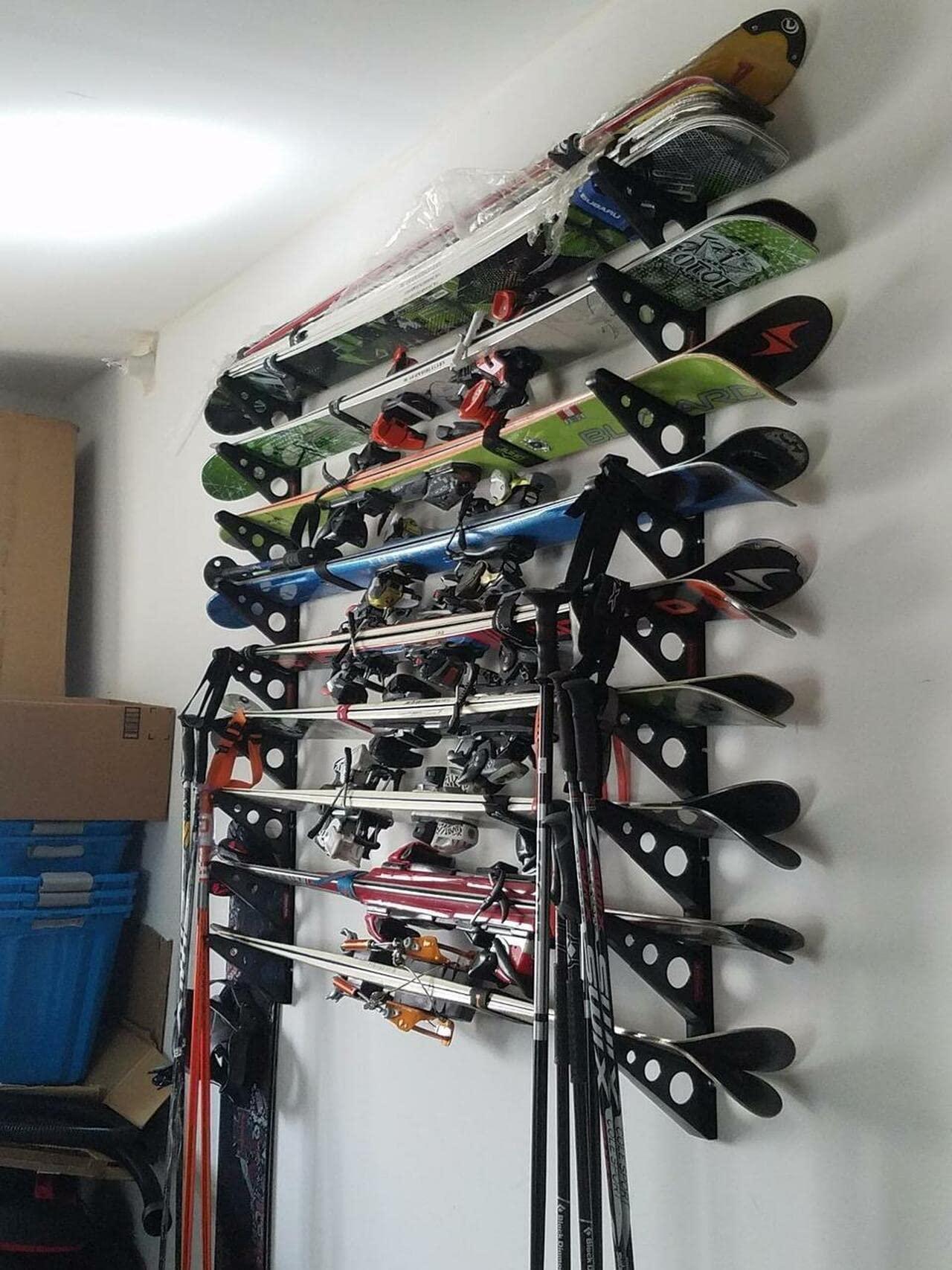 StoreYourBoard StoreYourBoard Ski Storage Multi Rack, Horizontal Wall Mount, Skis and Poles Holder