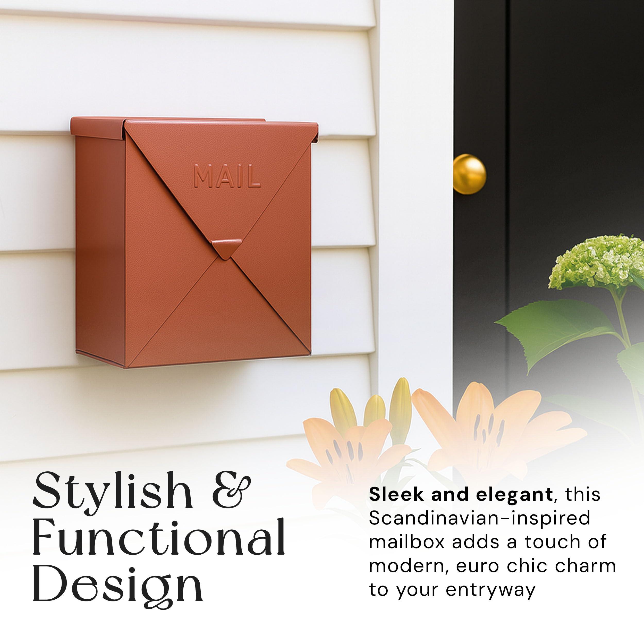 NACH NACH Mailboxes for Outside Wall Mount, 10 x 10 x 4 inch Copper Mail Boxes for House Outside, Waterproof Mailboxes for Outside - Chicago Style Mail Box