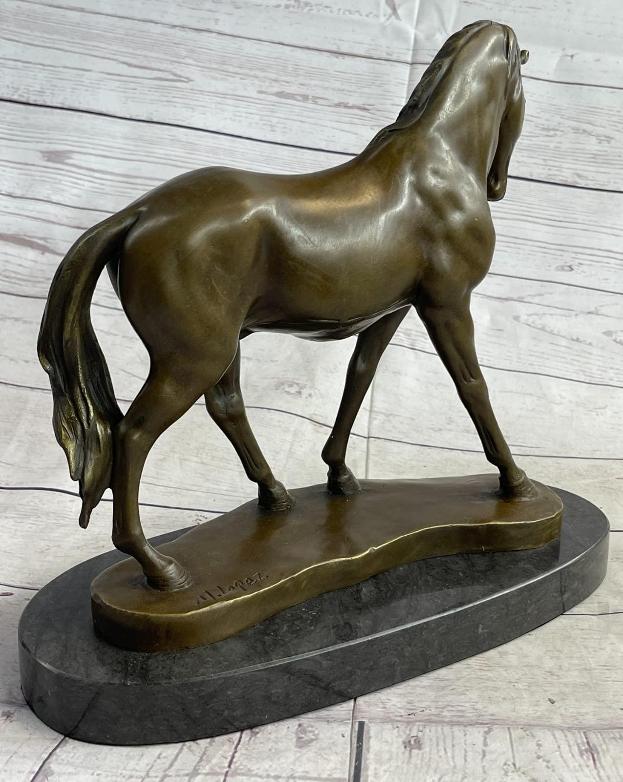 EUROPEAN BRONZE EUROPEAN BRONZE Handcrafted Bronze Sculpture Sale Base Marble Horse Arabian Lost Wax Art Handmade Gift Home Bronze Statue