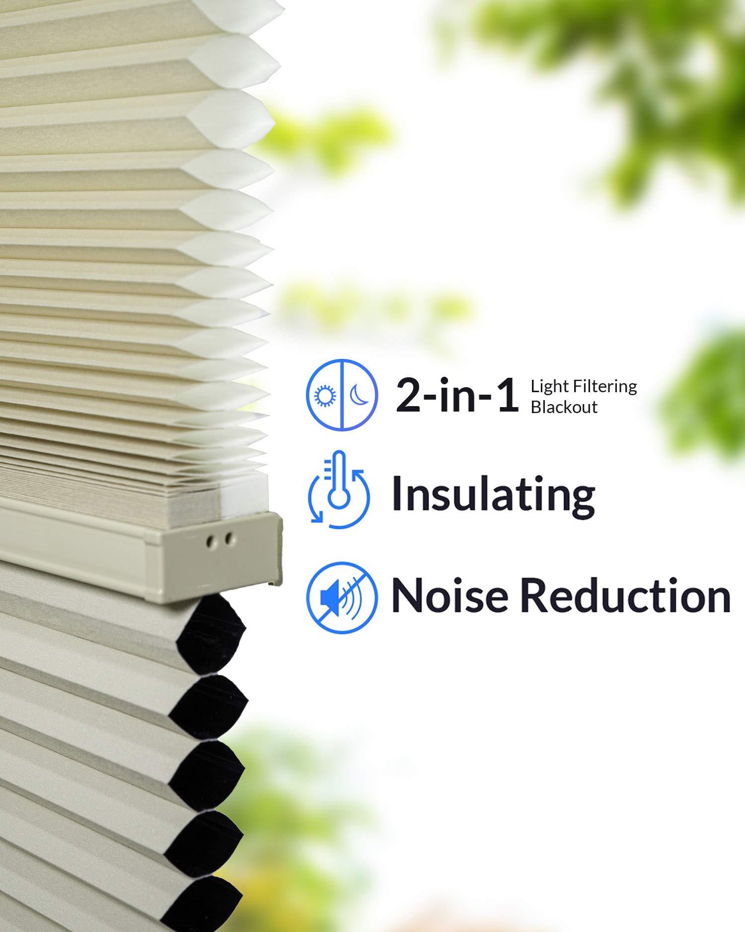 CHICOLOGY Chicology Custom Made Cordless Cellular Shades, Fawn (Day N' Night) Inside Mount,W:26.5" xH:48"