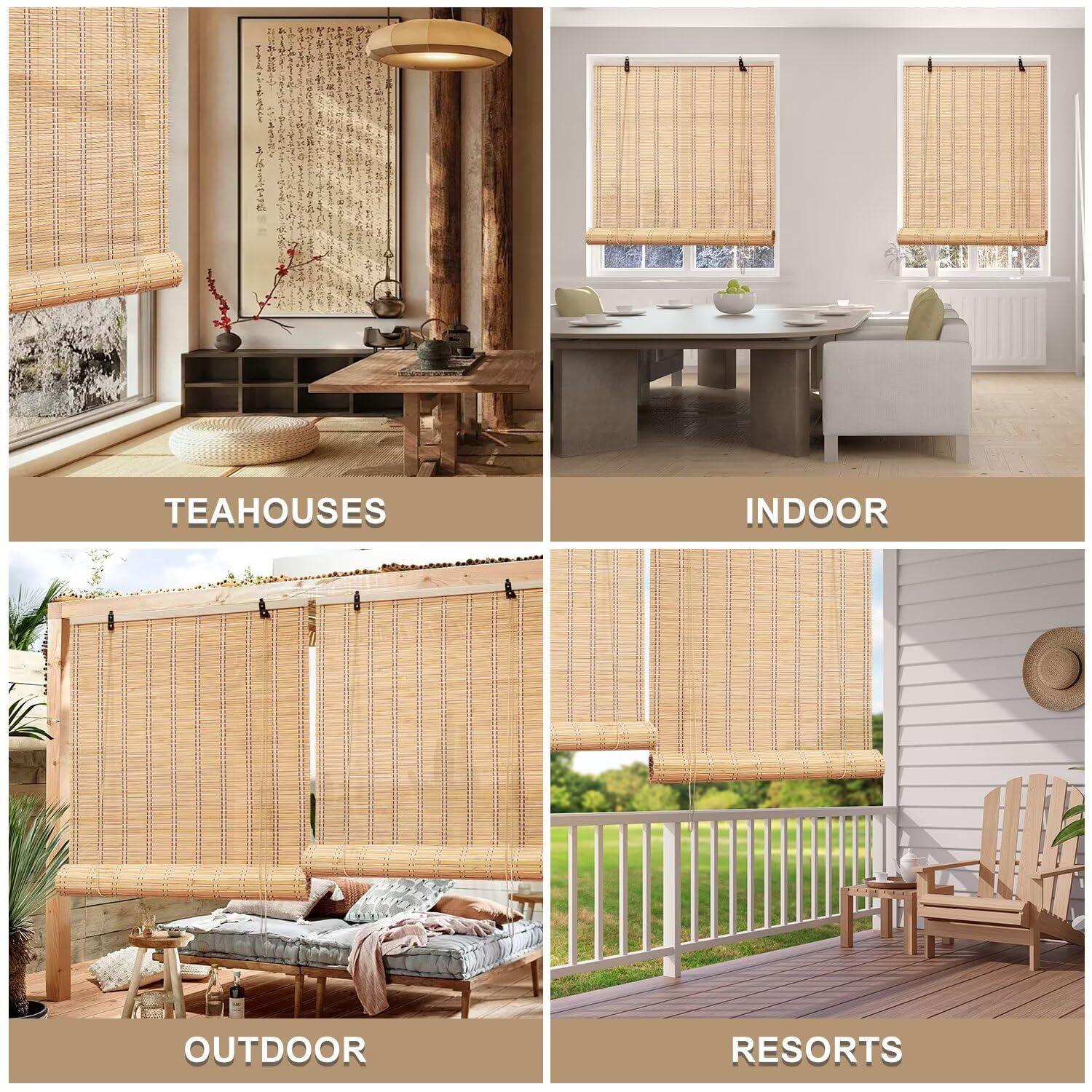 BAYUE Bamboo Blinds, Easy to Install Bamboo Shades, Bamboo Shades for Indoor Windows, Custom Sizes Roller Shades for Indoor Windows for Indoor & Outdoor Use