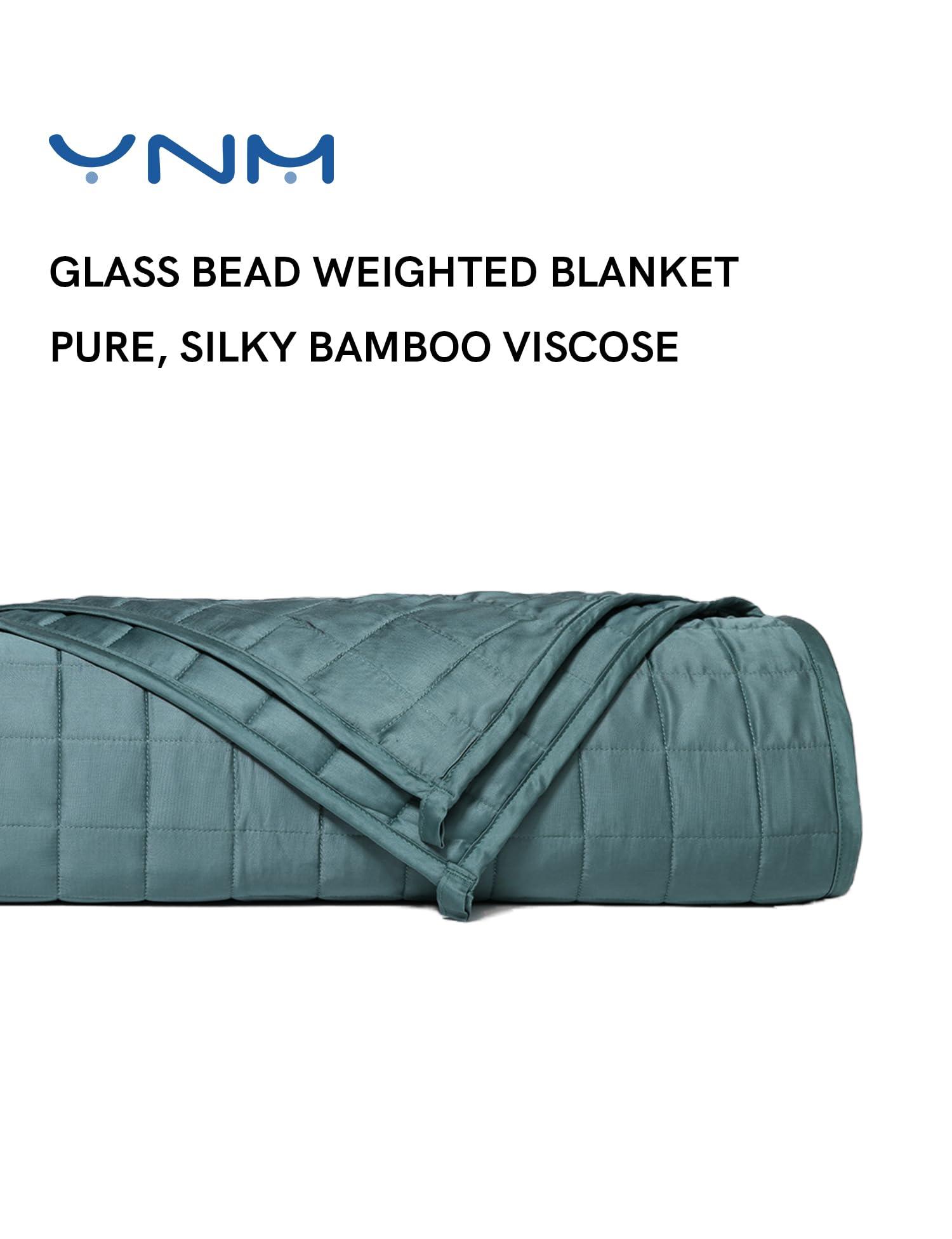 YnM YnM Exclusive Cooling Weighted Blanket, Smallest Compartments, Bed Blanket for One Person of 140lbs, Ideal for Twin/Full Bed (48x72 Inches, 15 Pounds, Sea Grass)