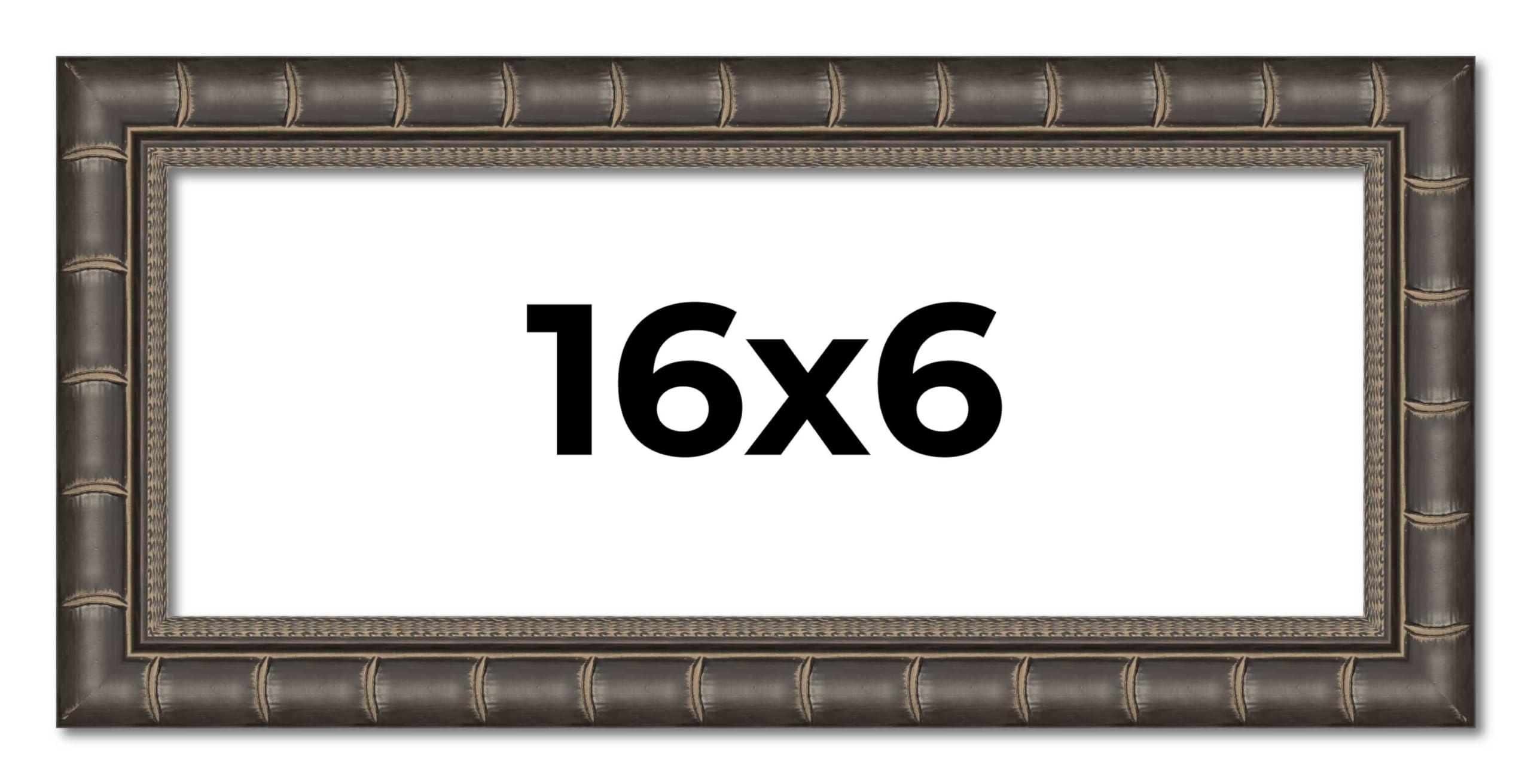 CustomPictureFrames.com 16x6 Frame Black Wood Picture Frame - Width 1.5 Inches | Interior Frame Depth 0.5 Inches | Balcoca Black Bamboo Photo Frame Complete with UV Acrylic, Foam Board Backing & Hanging Hardware