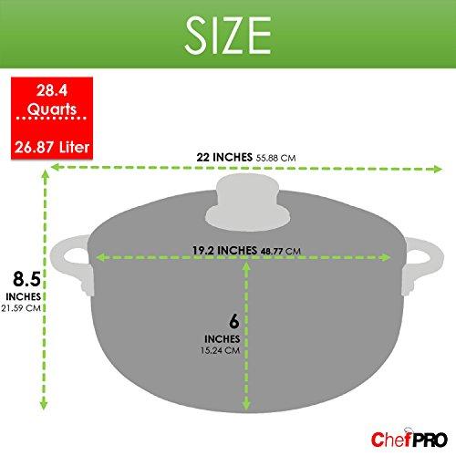 Prochef ALUMINUM CALDERO STOCK POT by Chef Pro, Durable Aluminum, Superior Cooking Performance for Even Heat Distribution, Perfect For Large/Small Groups, Riveted Handles, Commercial Grade, 28.4 Quart