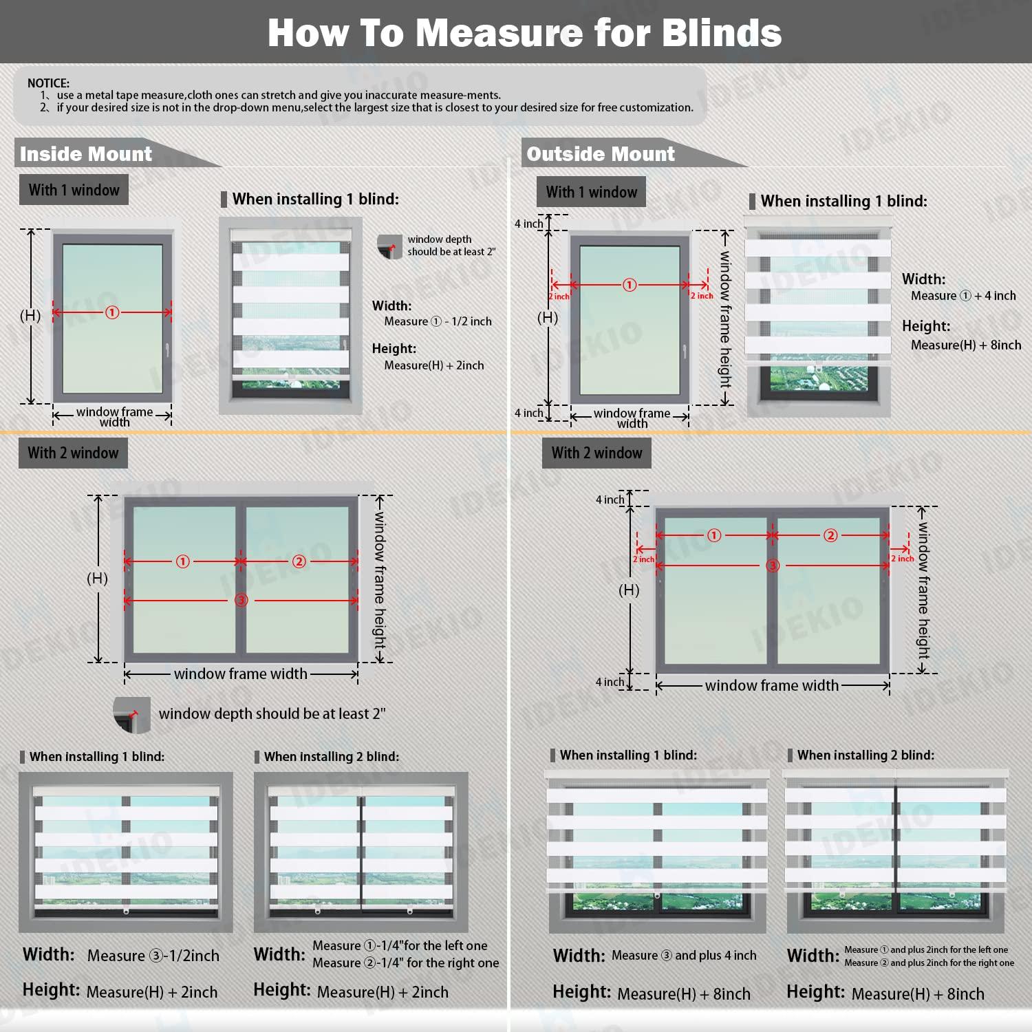IDEKIO Zebra Blinds,Roller Blinds for Windows,Custom Size Dual Layer Cordless Window Blinds and Shades,Sheer or Privacy Light Control,Day and Night Blinds for Door,Office[Grey,24" W x 76" H Customize]