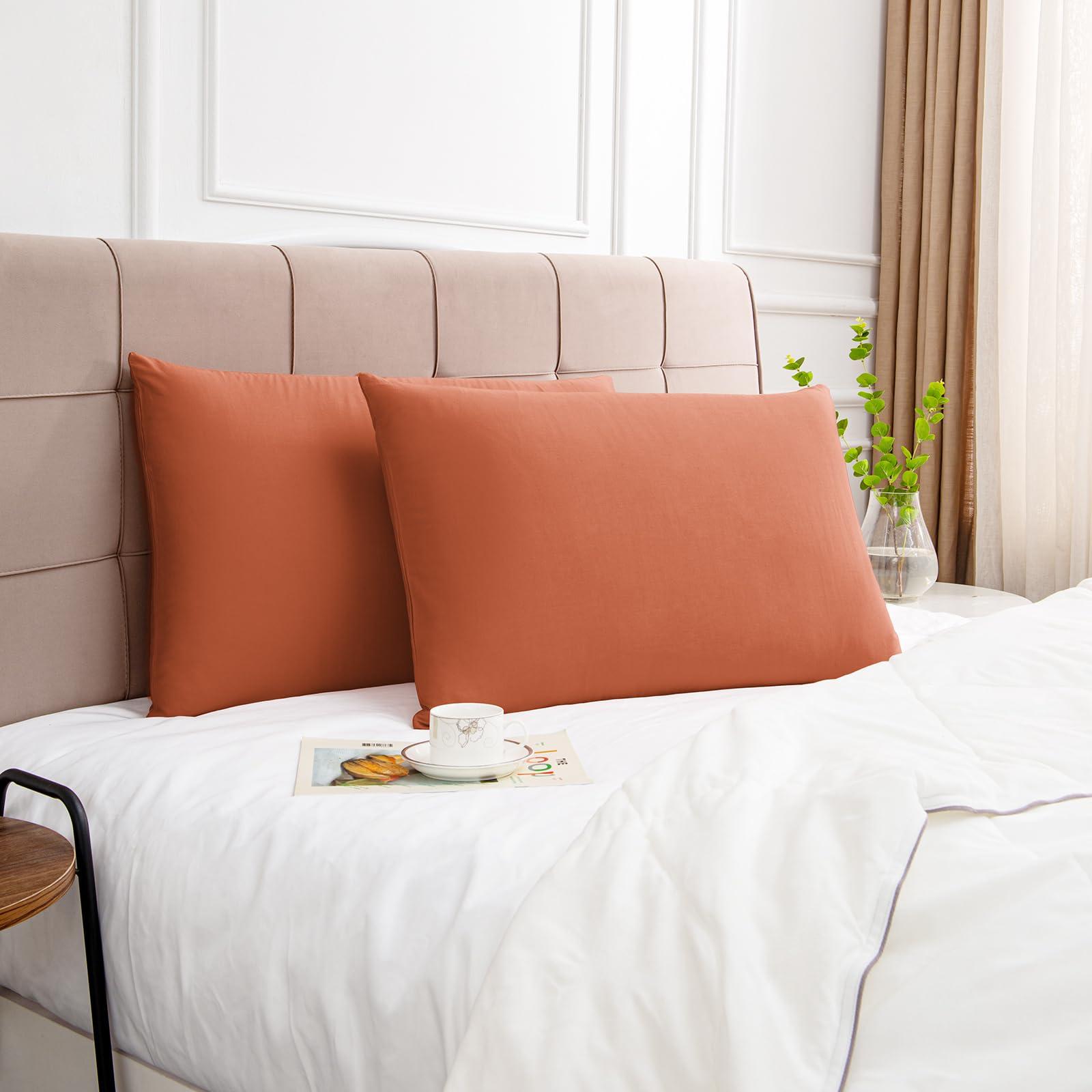 Deep Dream 100% Cotton King Pillowcases Set of 2, Deep Dream 600 Thread Count Pillow Cases, 20x36 Inches, Super Soft and Breathable Envelope Closure (Orange)