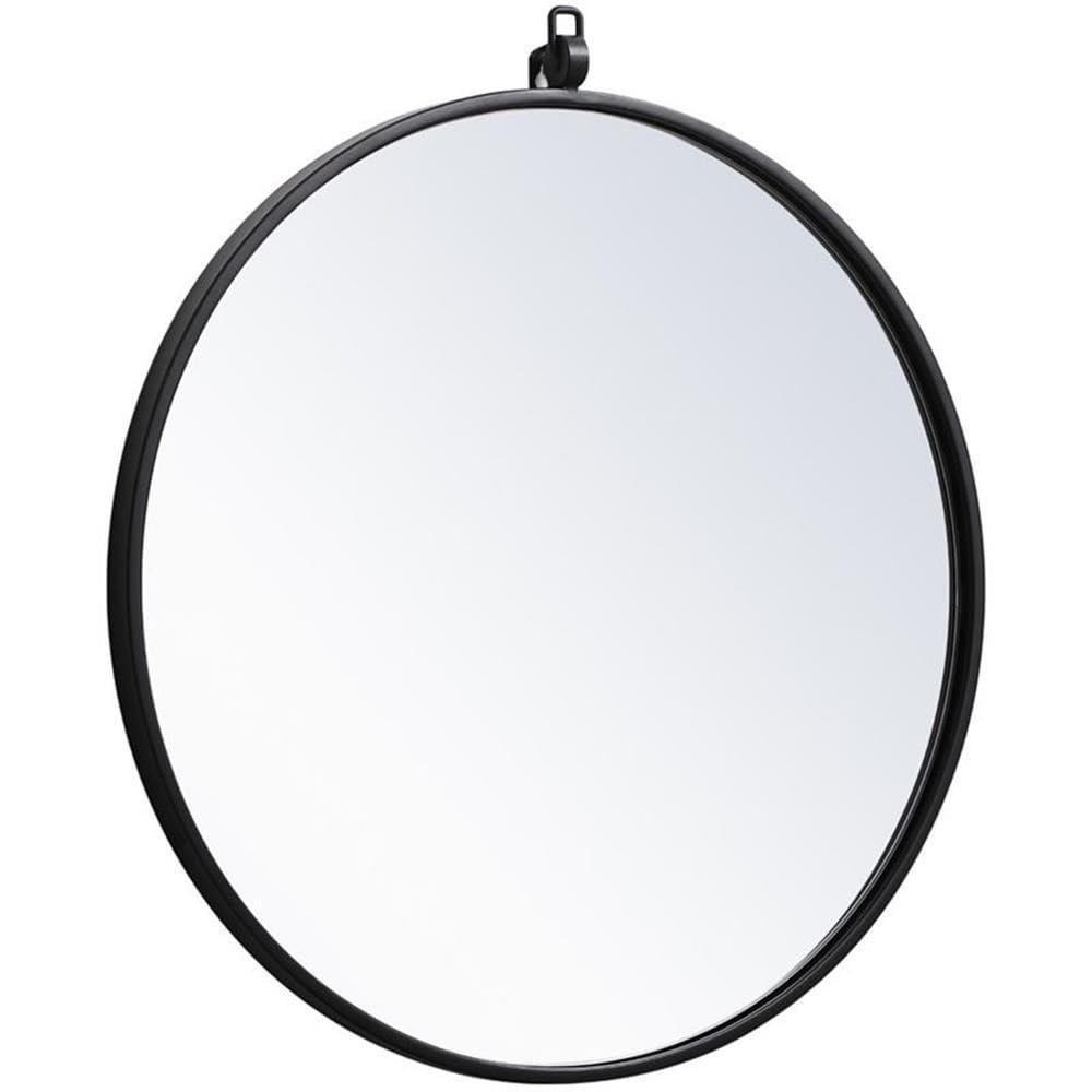 Elegant Decor Elegant Decor Rowan Home Office Decorative Round Framed Hanging Wall Mirror, 21" L x 21" H - Black