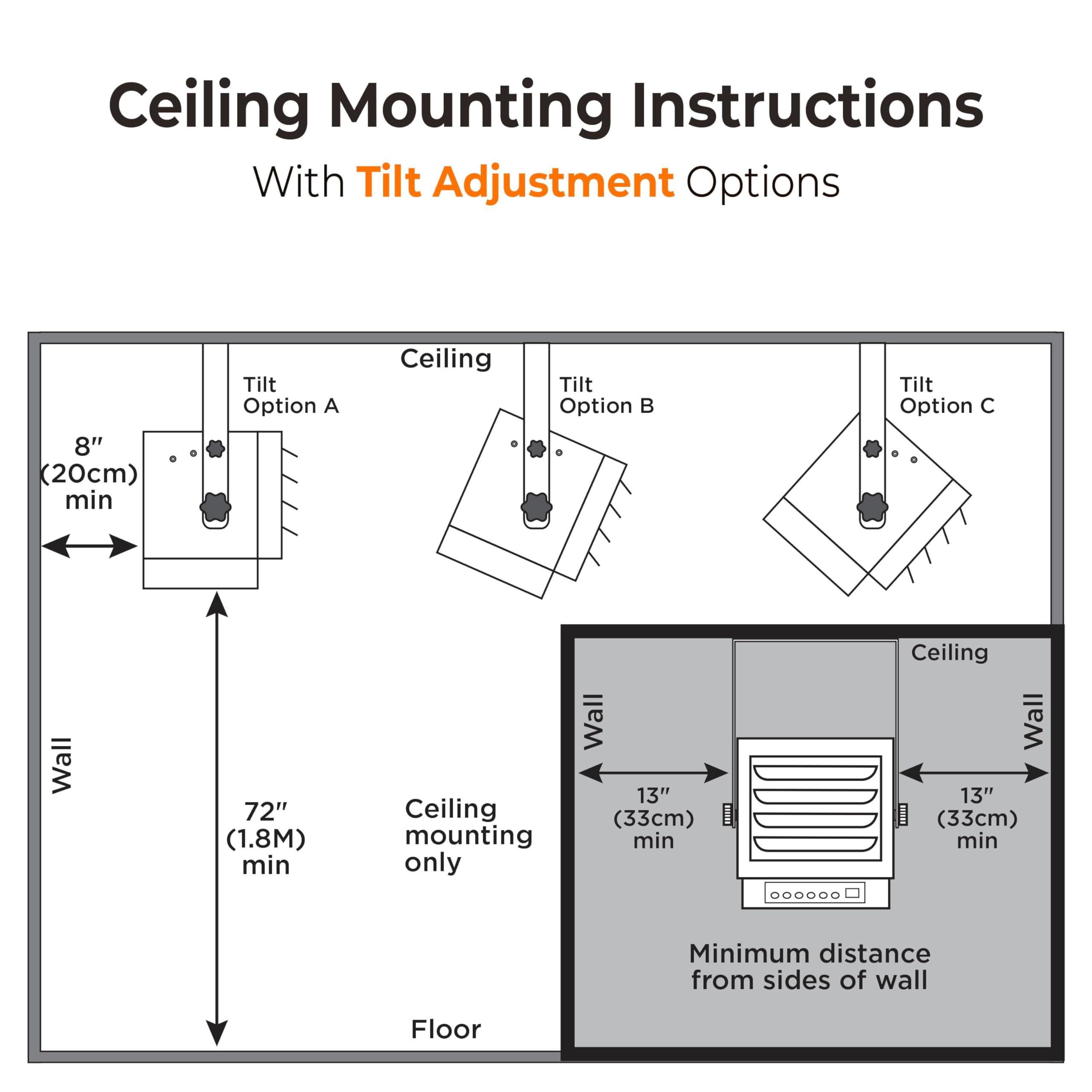 Comfort Zone Comfort Zone Hard-Wired Ceiling Mount Garage Space Heater with Remote, 7,500 Watt, 240 Volt, Fan-Forced, Overheat Protection, Digital Thermostat, 12-Hour Timer, Ideal for Garage & Workshop, CZ230ER