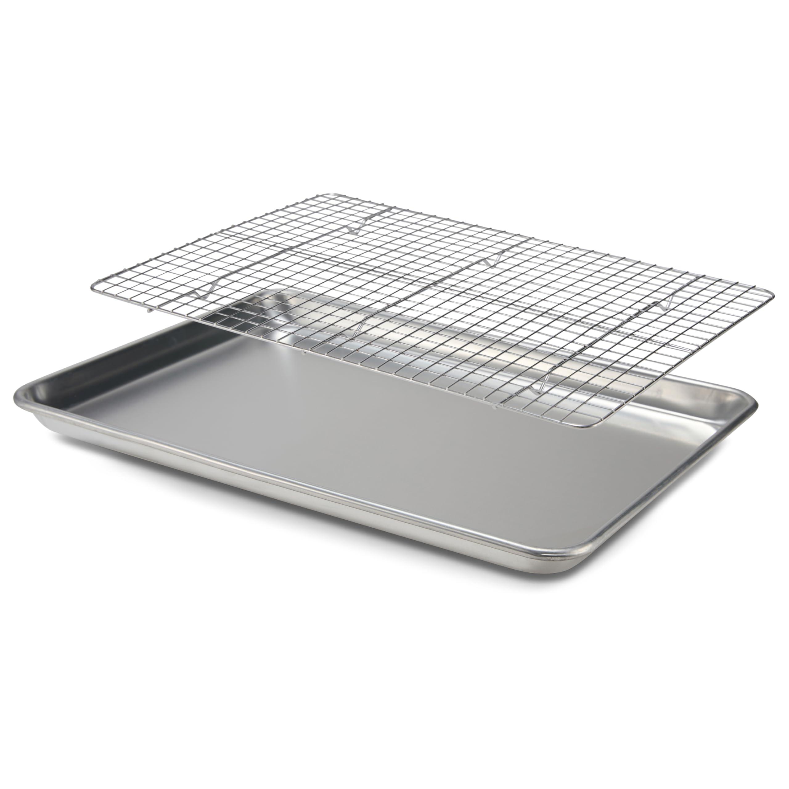 Checkered Chef Checkered Chef Baking Sheet Pan and Cooling Rack - Half Sheet, 18\" x 13\" Aluminum Cookie Sheets and Stainless Steel Wire Rack for Baking