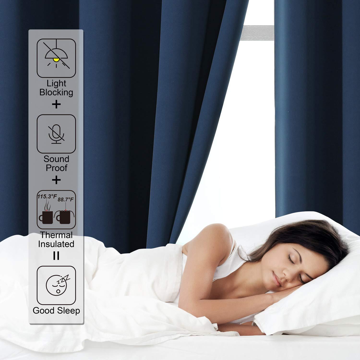 CUCRAF CUCRAF Navy Blue Blackout Curtains 108 inch Length 2 Panels Set, Room Darkening Drapes for Living Room Bedroom, Thermal Insulated Light Blocking Grommet Window Curtain (W52 x L108 Inch)