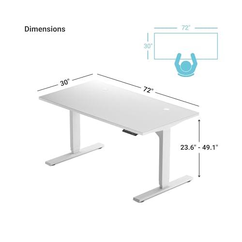 Progressive Desk Progressive Desk Standing Desk 72\" x 30\" - Electric Adjustable Height Stand Up Desk - Home Office Stand Workstation - Dual Motor - Black Frame, Bright Beech Top