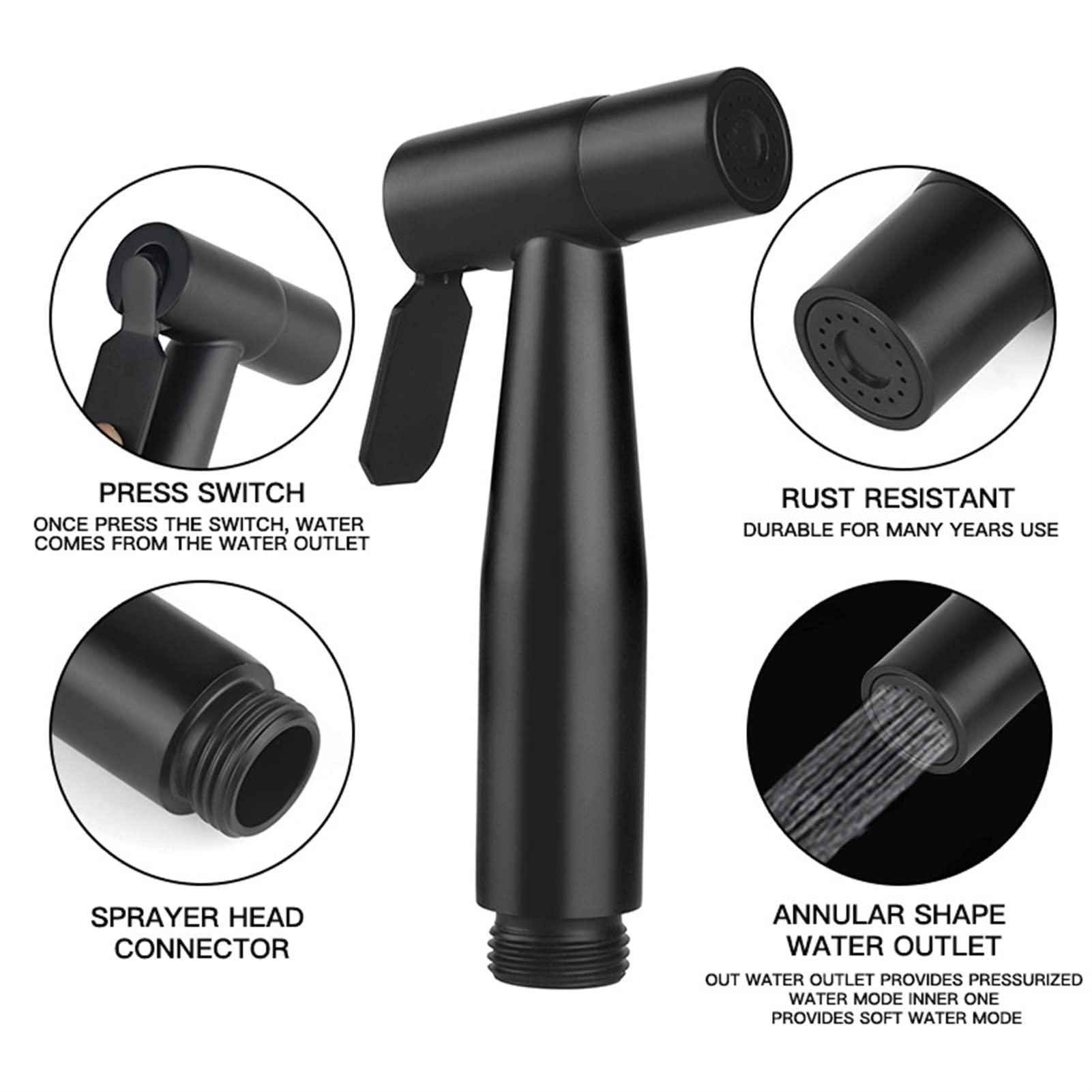YEAHSO Bidet Sprayer for Toilet, Handheld Sprayer Kit, Stainless Steel Bathroom Cloth Diaper Faucet Fixture,Brushed (Color : Black)