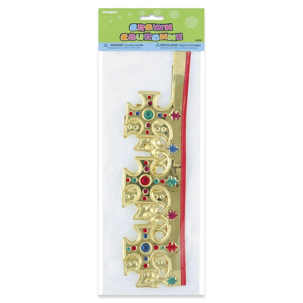 Unique Gold Plastic King Crown - One Size, 1 Pc
