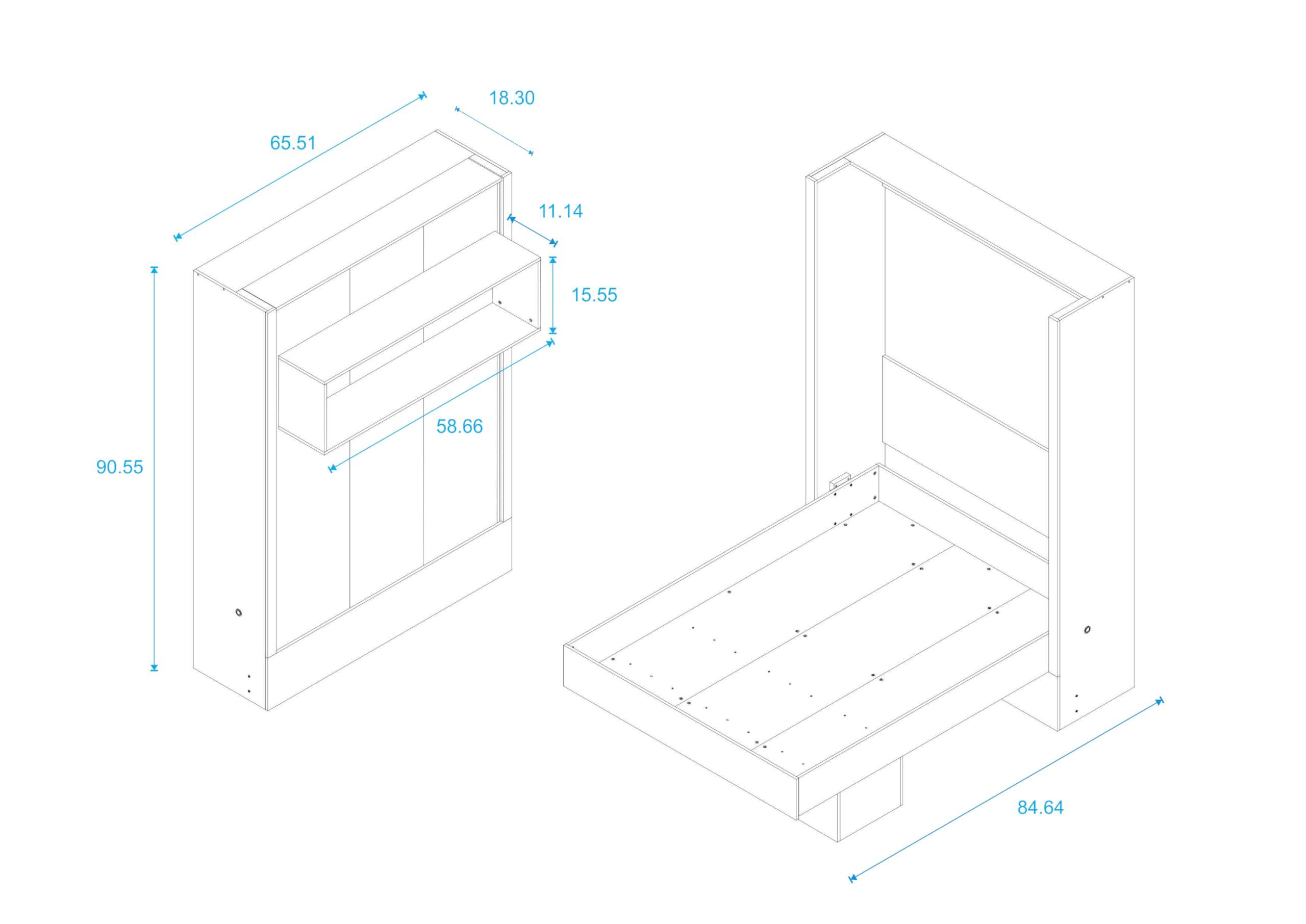 Oakland Living Oakland Living Easy-Lift Queen Murphy Wall Bed in Black with Shelf