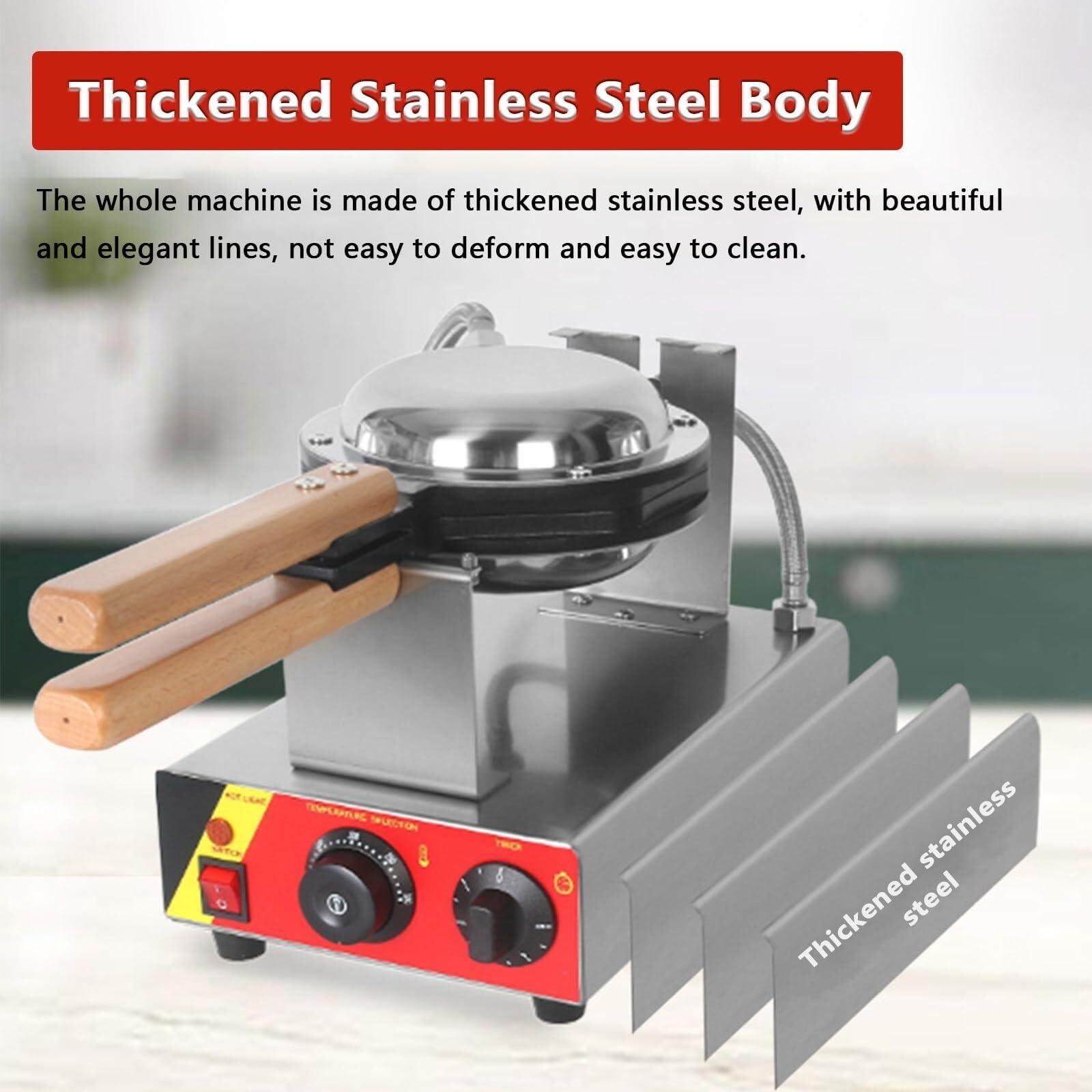 YQDDM Single Bubble Waffle Maker Commercial Waffle Maker Non-stick Hong Kong Egg Waffle Maker 180 Rotatable, Electric Non Stick Appliance for Ice Cream Treat Desserts