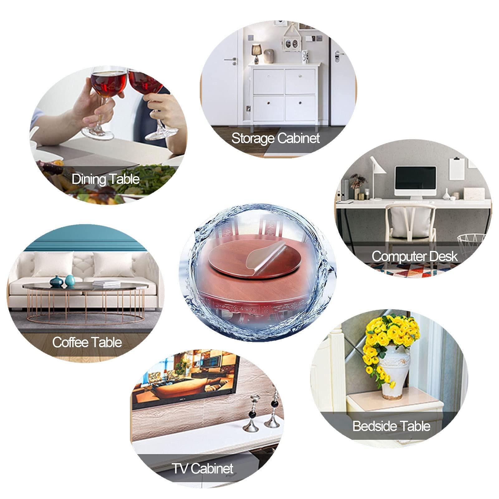 DTDMY Clear Dining Table Protector Pad Cover Plastic Kitchen Tablecloth Heat Resistant PVC Table Top Protector Round Plastic Clear Table Cloths Dining Room Table Covers Mat 2mm Thick