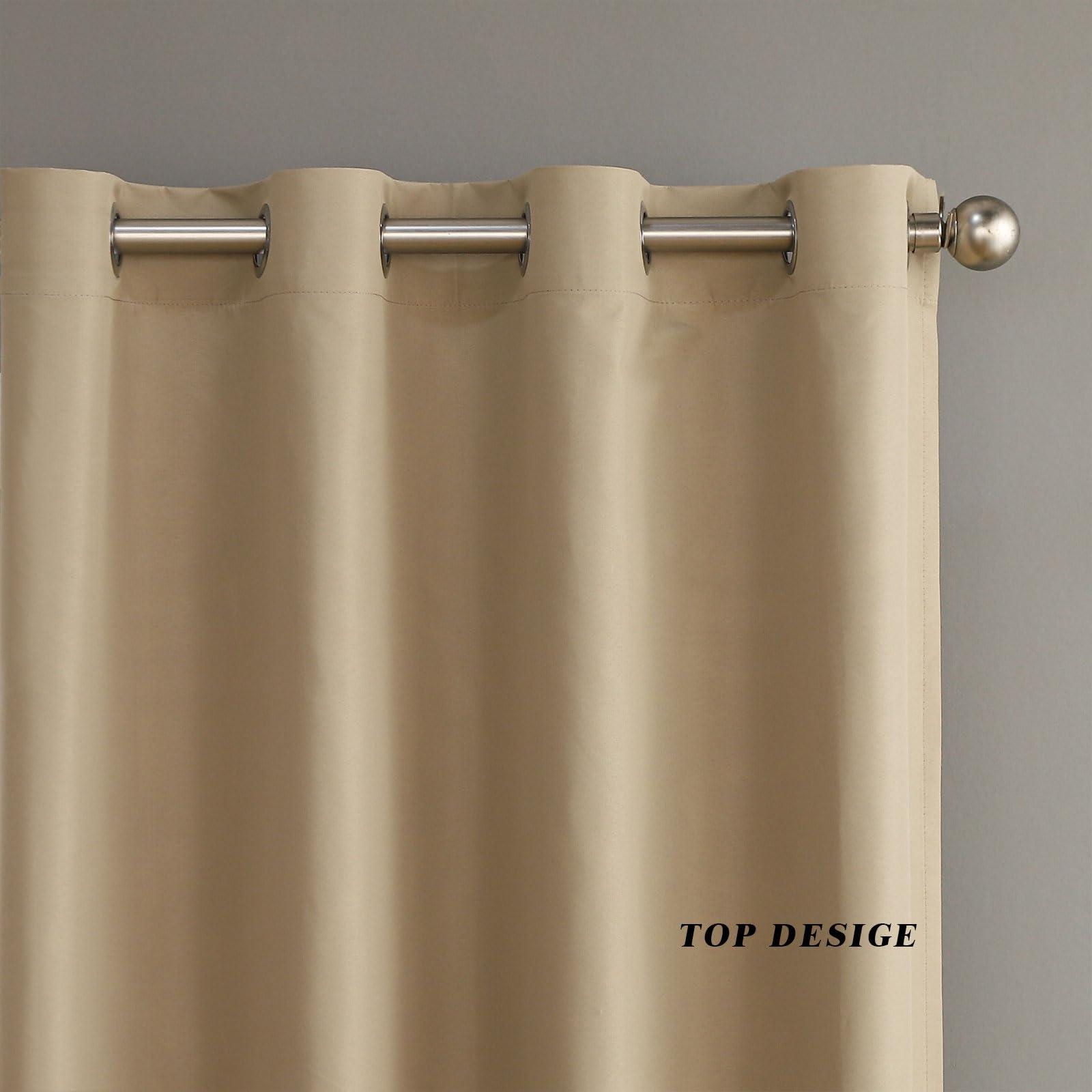 ABBRIGE ABBRIGE Extra Long Blackout Curtains - 72 to 240 Inch Long Total Blackout Tall Curtains - 2 Story Extra Long Window Floor to High Ceiling Drapes for Living Room Bedroom(1 Panel,Beige,52"x72")