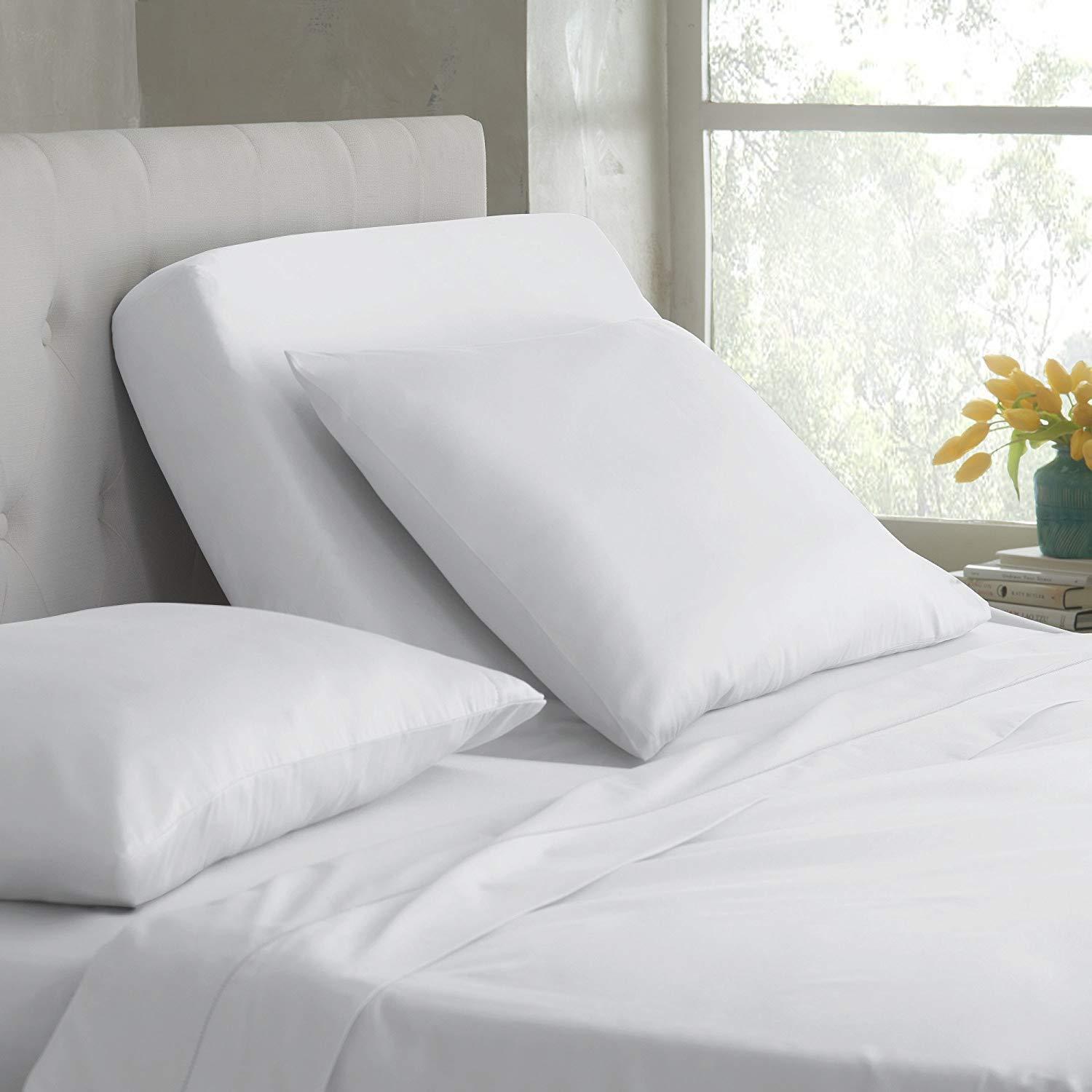 US Bedding Top Split Cal-King Sheets Sets for Adjustable beds, Half Split Cal-King Sheet Sets for Adjustable beds 17\" deep Pocket, 32\" Split Top Sheets 800 TC 100% Cotton (Half Split Fitted) , White