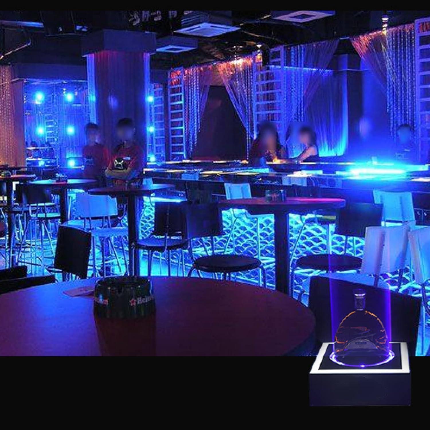 ZHAOXX LED Bottle Display Shelf, Champagne Bottle Presenter, Rechargeable Rotary Wine Bottle Holder with Voice-Activated Light for Night Clubs, VIP Service, Wedding Parties, Bars. (Green)