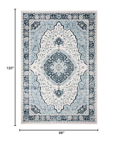 Safavieh SAFAVIEH Isabella Collection Area Rug - 8' x 10', Cream & Light Blue, Oriental Design, Non-Shedding & Easy Care, Ideal for High Traffic Areas in Living Room, Bedroom (ISA915M)