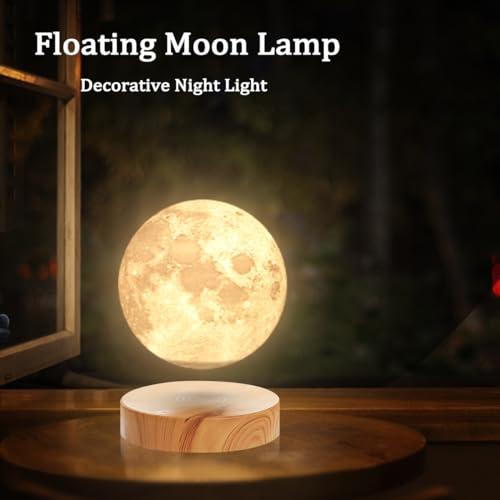 VGAzer VGAzer Levitating Moon Lamp,Floating and Spinning in Air Freely with 3D Printing LED Moon Lamp Has 20 Modes for Unique Gifts,Room Decor,Night Light,Office Desk Toys (Wooden Base 3 Colors)