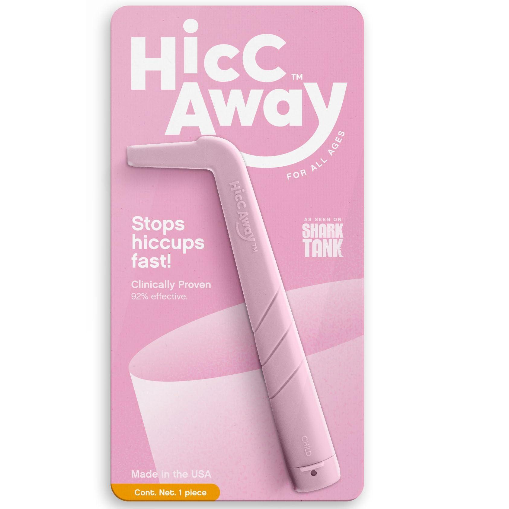 HICCAWAY HiccAway Hiccup Straw - Stops Hiccups Naturally & Fast - As Seen On Shark Tank - Clinically Proven Relief for All Ages, Children & Adults - Safe, Lightweight, & Reusable (HiccAway Pink) 1 Pack