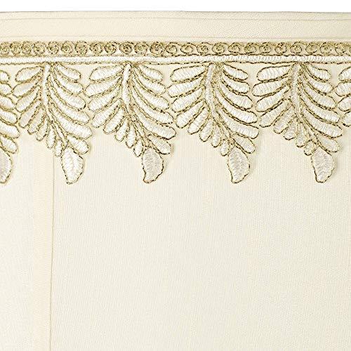 Imperial Shade Creme Medium Bell Lamp Shade with Embroidered Leaf Trim 7\" Top x 16\" Bottom x 12\" High (Spider) Replacement with Harp and Finial - Imperial Shade