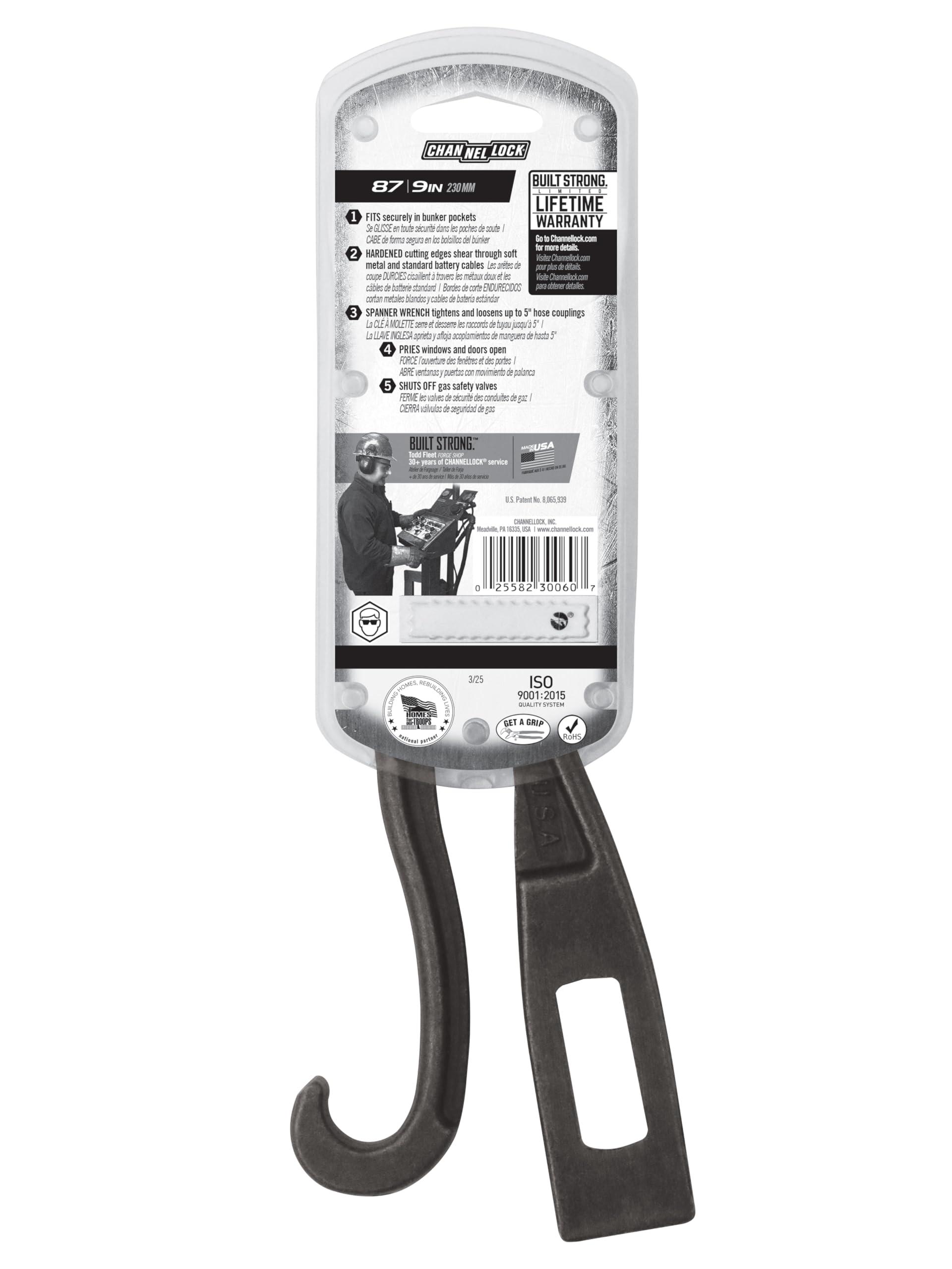 Channellock Channellock 87 9-Inch First Responder Rescue Tool | Designed for Firefighters & EMTs | Compact Cable Cutters Forged from Alloy Steel - Easily Shears Through Cables and Soft Metal | Ideal for Prying Open Windows and Doors | Auto Rescue