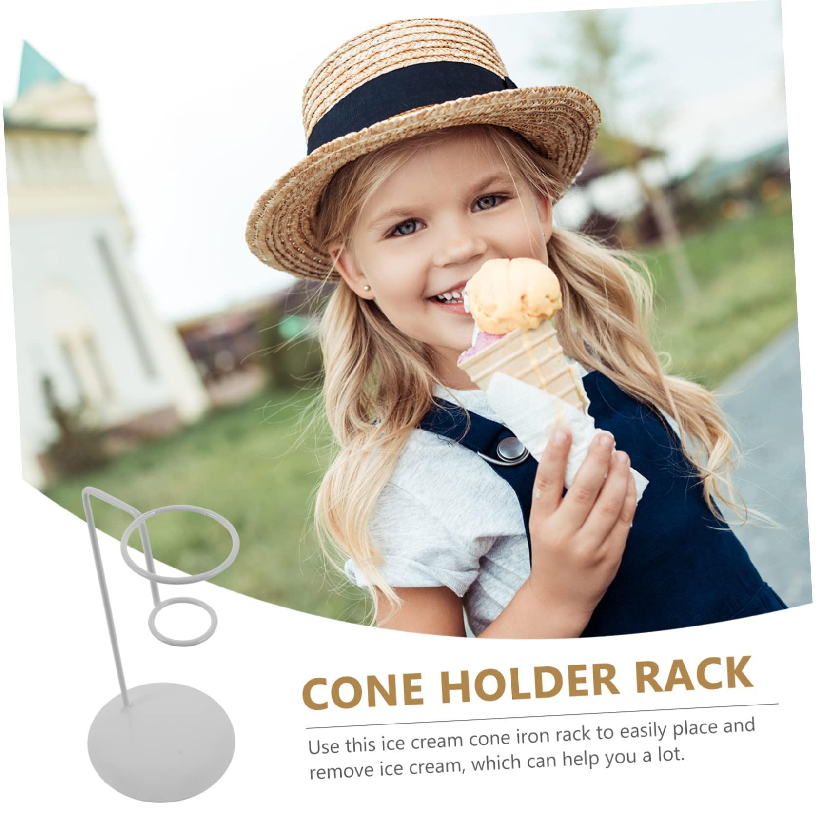 MUCKLILY MUCKLILY Ice Cream Stand Ice Cream Cone Holder Ice Cream Scooper French Fried Stand Cake Stand Lid Cookie Display Shelf Ice Cream Cone Muffin Cases Appetizer Cones Display Iron White