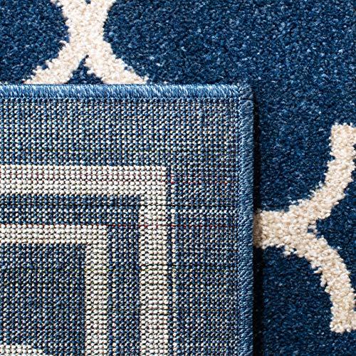 Safavieh SAFAVIEH Amherst Collection Runner Rug - 2\'3\" x 15\', Navy & Beige, Moroccan Trellis Design, Non-Shedding & Easy Care, Ideal for High Traffic Areas in Living Room, Bedroom (AMT422P)
