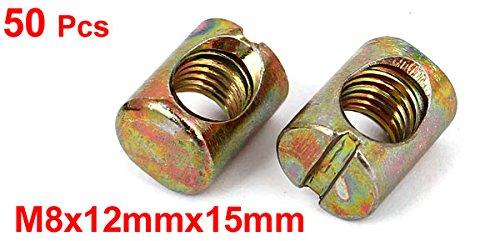 uxcell uxcell M8x12mmx15mm Bed Bolts Cross Dowel Slotted Furniture Nuts 50pcs