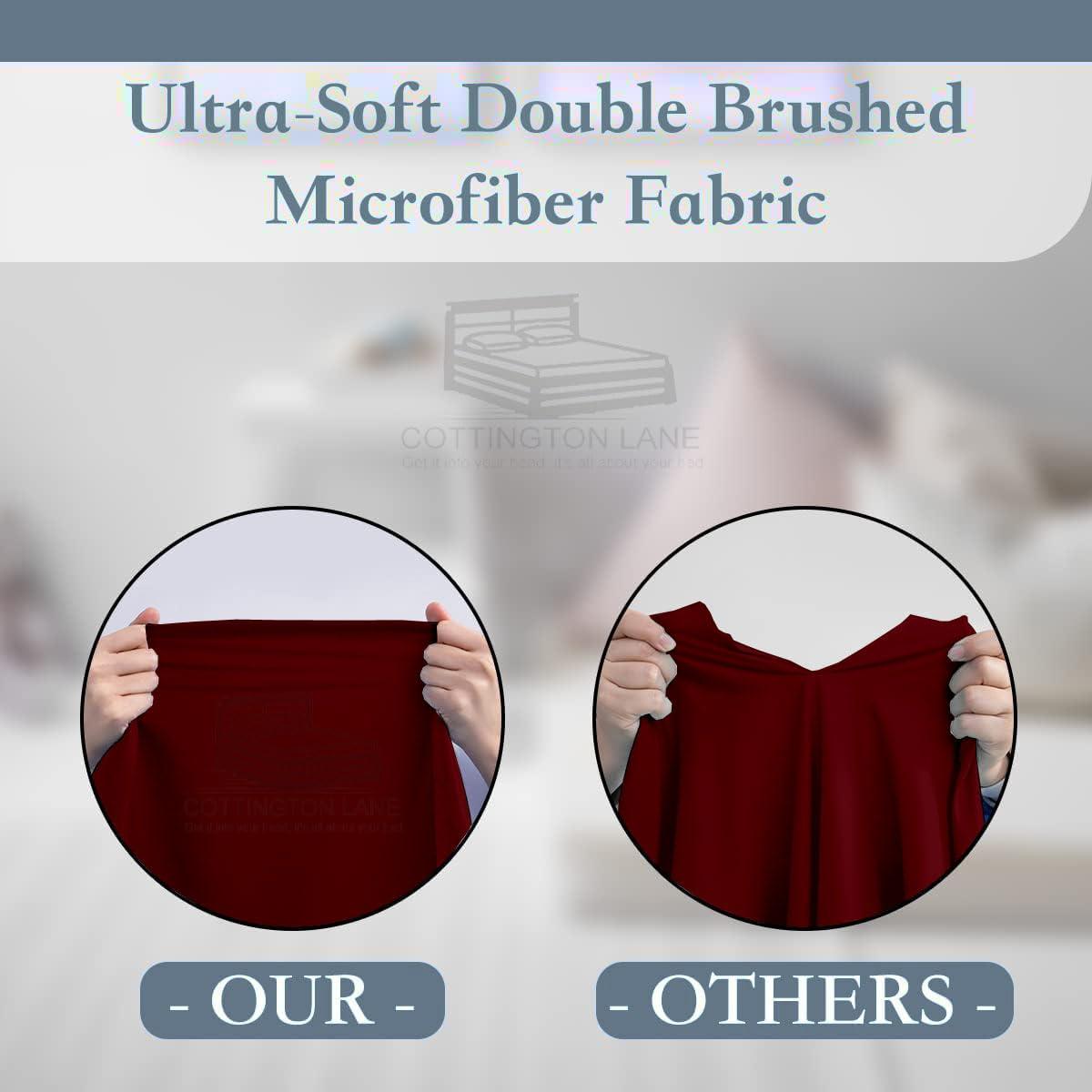 Cottington Lane Extra Long Twin XL Sheets Dorm-Super Soft Microfiber Bed Sheets-Hotel Luxury Bedding-College Dorm Room Bed Sheets Twin Xl-16 Inch Deep Pocket Twin XL Fitted Sheet with Elastic All Around(Burgundy)