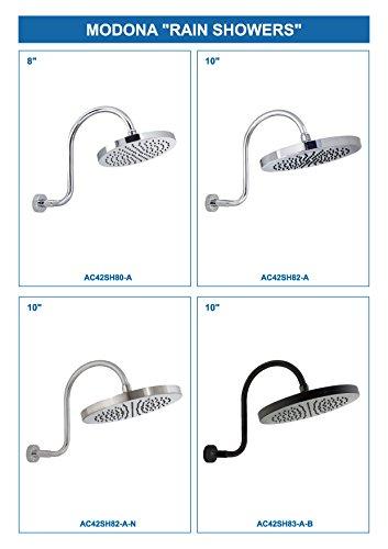 MODONA MODONA 10” Rain Shower Head and “S” Long Shower Arm with Flange – Satin Nickel - 5 Year Warrantee