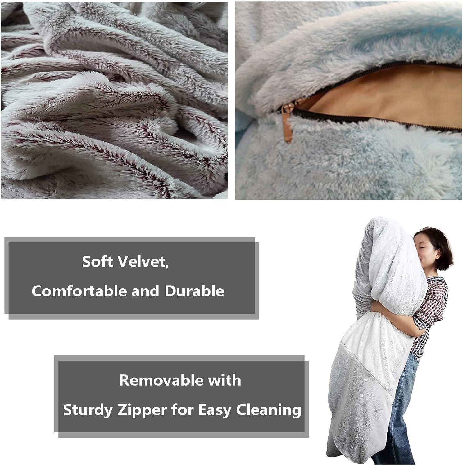 HYTRDFS HYTRDFS Bean Bag Chair, Large Bean Bag Chairs for Adults/Kids with Memory Foam Filled, Removable PV Velvet Cover, Round Bean Bag Couch for Living Room Bedroom College Dorm (7ft,Grey)