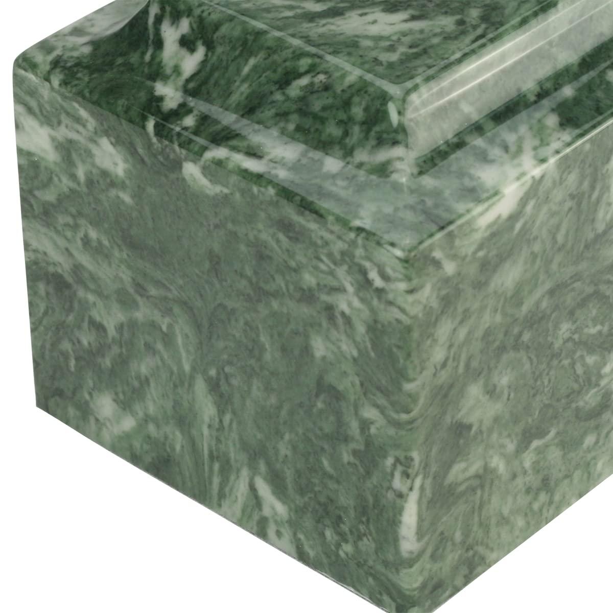 Silverlight Urns Emerald Classic Cultured Marble Cremation Urn for Ashes, Green, Adult Sized Urn for Human Ashes, Ground Burial, Home Memorial and Funeral Cremation Urn