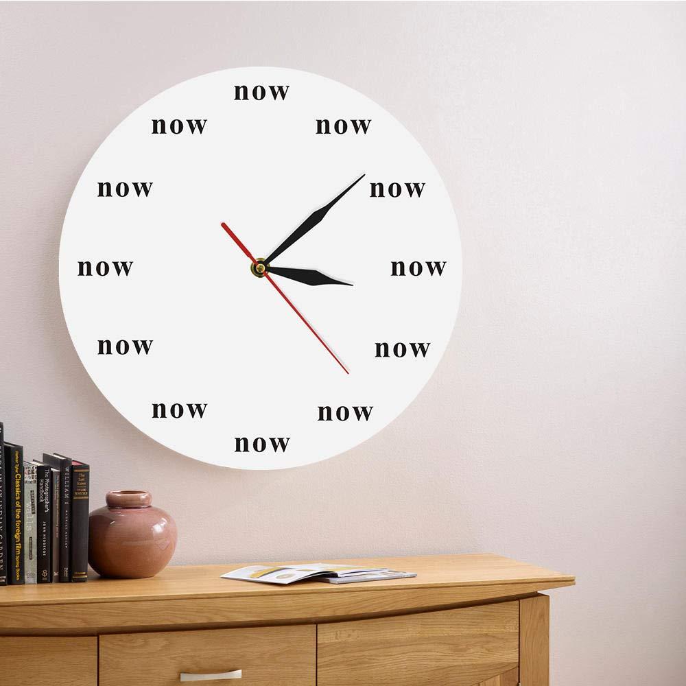 tingnn The Time is Now Wall Clock Now Time Motivational Clock Mindfulness Gift The Power of Now Your Daily Reminder to Live in The Now-Frameless_Simple_Design