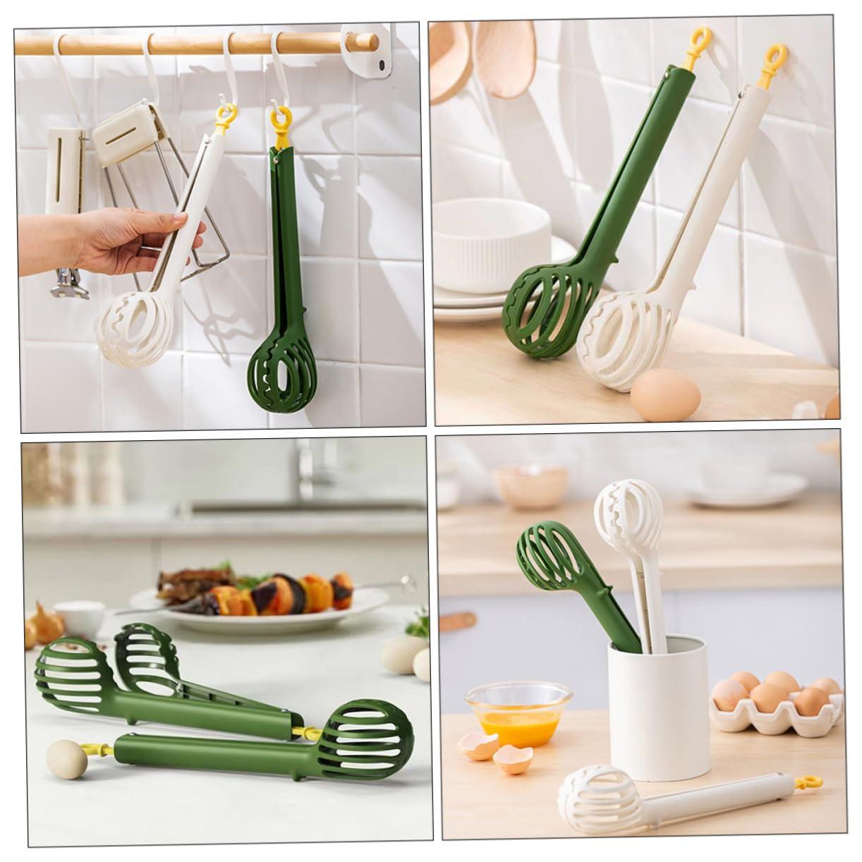 LIFKOME LIFKOME 2pcs Food Clip Boiled Tong Pasta Strainer Cooker Egg Clips Egg Separator Egg Yolk Cooking Wire Crank Egg Mixer Semi Automatic Egg Whisk Eggbeater Omelet Making Spoon Green Plastic