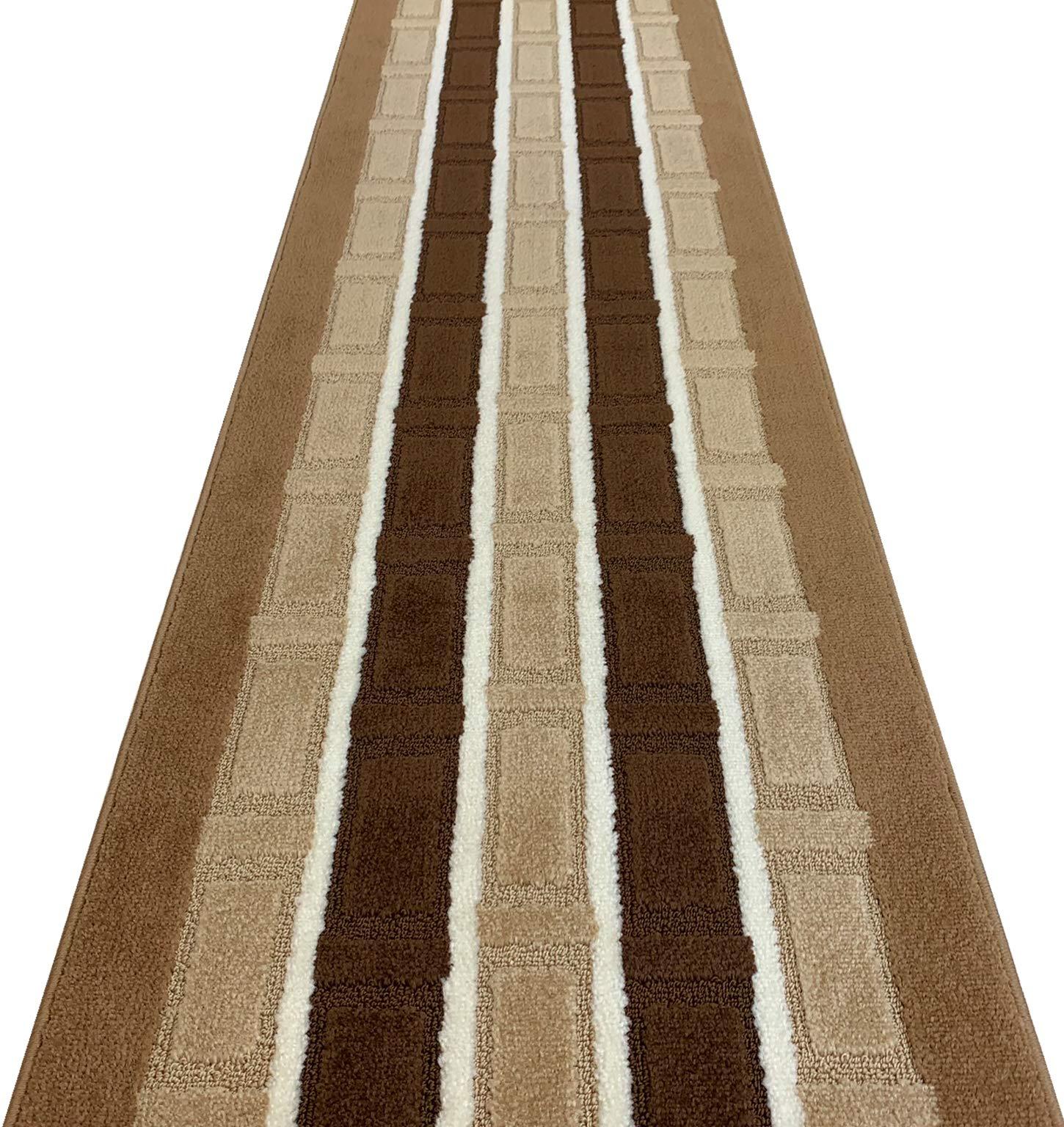 REMNAZ HOME DECOR Custom Length Special Size Non-Slip Carpet Runner Rug for Long Narrow Hallways, Prevent Slippery Cold Floors, Modern Multi, 25 \'\' X 17 \'