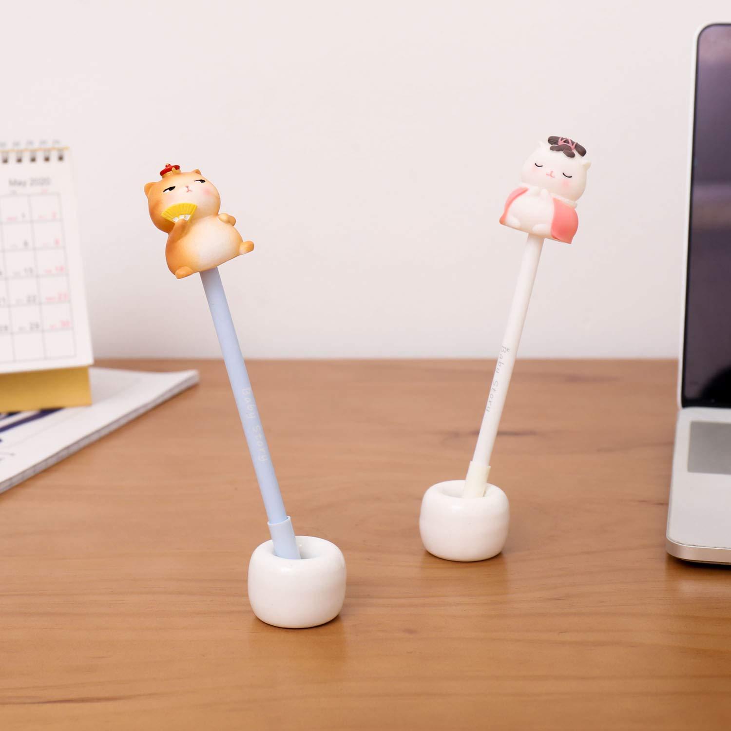 Airmoon Airmoon Mini Ceramics Handmade Couple Toothbrush Holder Stand for Bathroom Vanity Countertops, White, Pack of 2