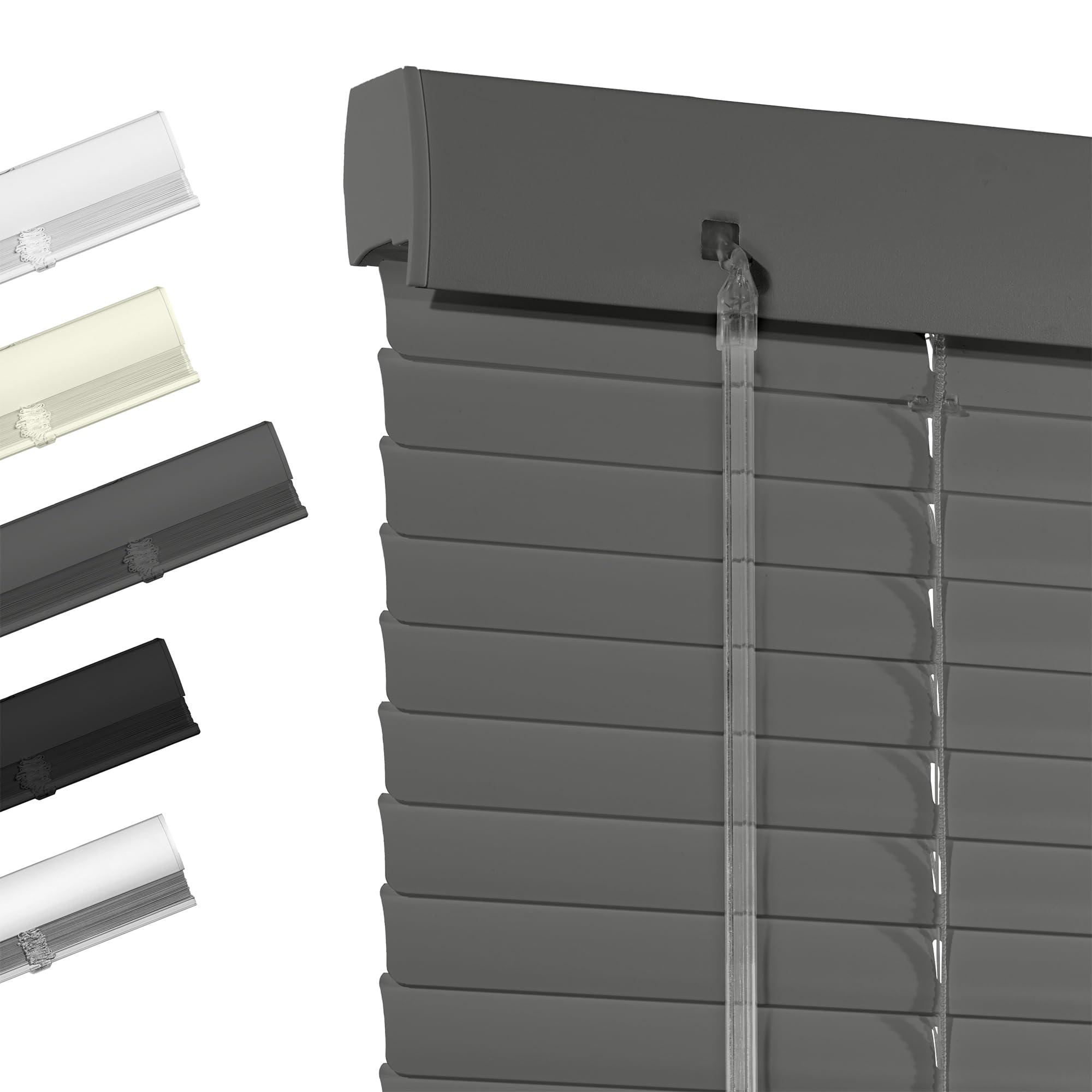 Boolegon Boolegon Aluminum Mini Blinds Cordless Venetian Blind New 1 Inch Metal Slat Horizontal Blinds Anti-UV Waterproof Venetian Windows Blind for Office Home, Smoky Gary, 49" W x 48" H