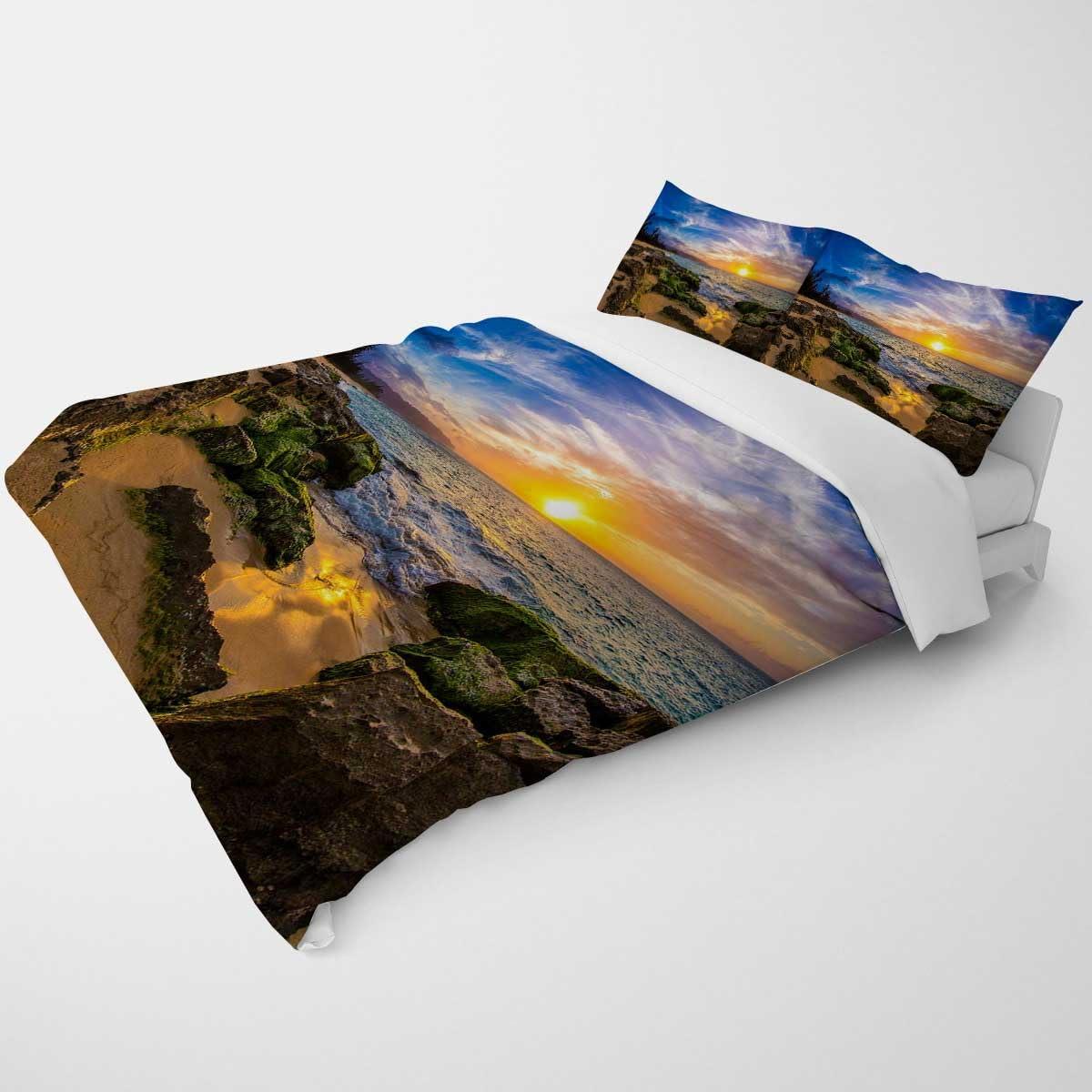 YANFENQI YANFENQI Queen Size Heavy Duvet Cover Sea and Sky Landscape Mid Century Modern Bedding for Kids Teens Adults (Queen,90\" W X 90\" L)