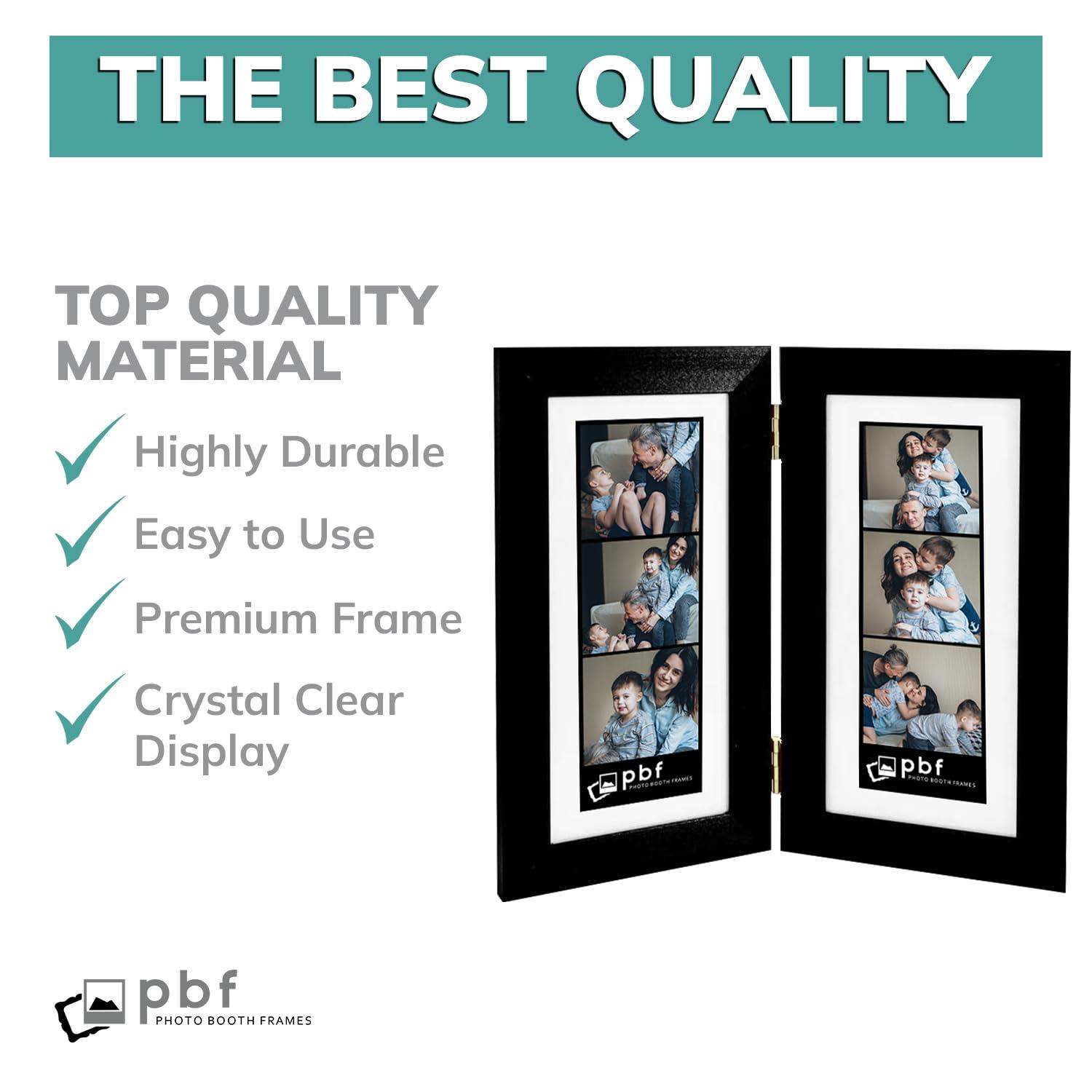 pbf PHOTO BOOTH FRAMES pbf PHOTO BOOTH FRAMES Double Picture Frame with Mat to Display two (2) 2x6 Photos | 2 x 6 Photo Strip Frame | Photo Booth Strip Frame | Picture Frame for Photo Booth Strip (Black, 1-Pack)