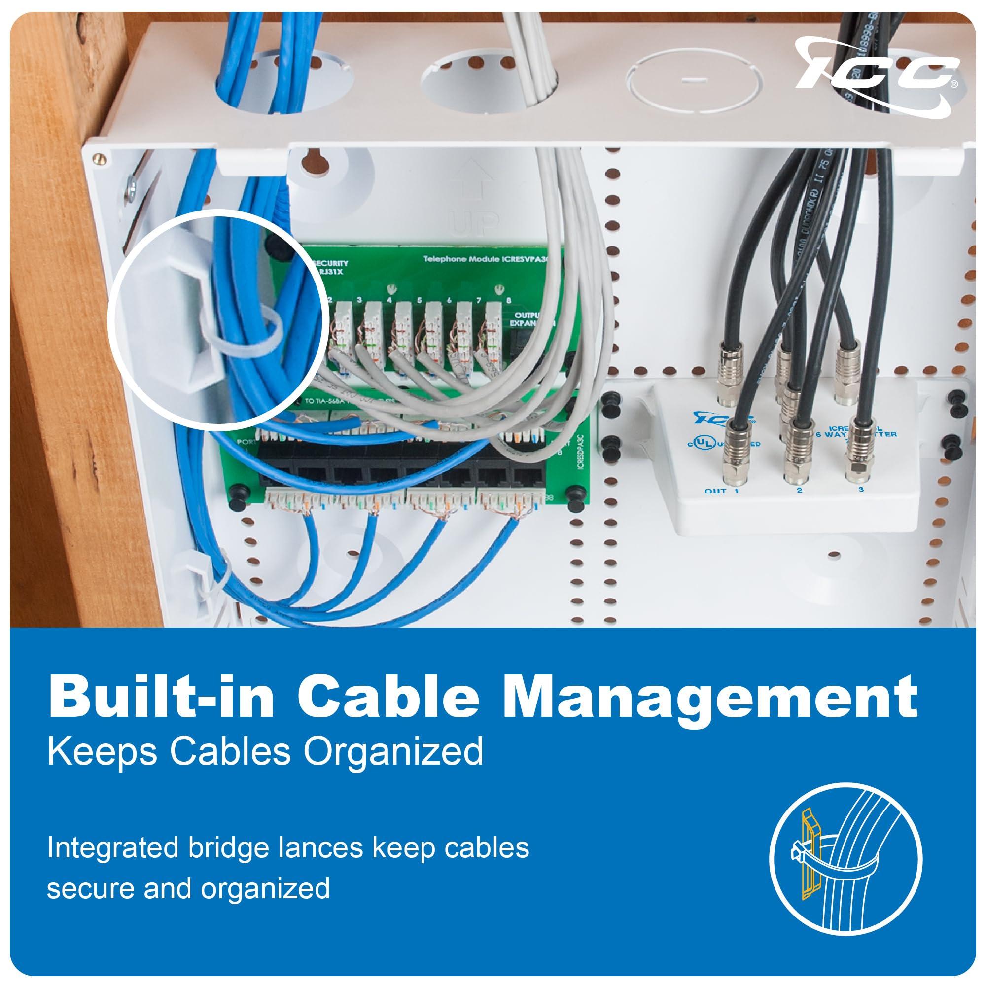 ICC ICC 14 Plastic Structured Wiring Enclosure, Media Enclosure with Cable Wall Cover, Cable Management Box for Distribution of Networking Services, UL Listed TAA Compliant, ICRESDP14E