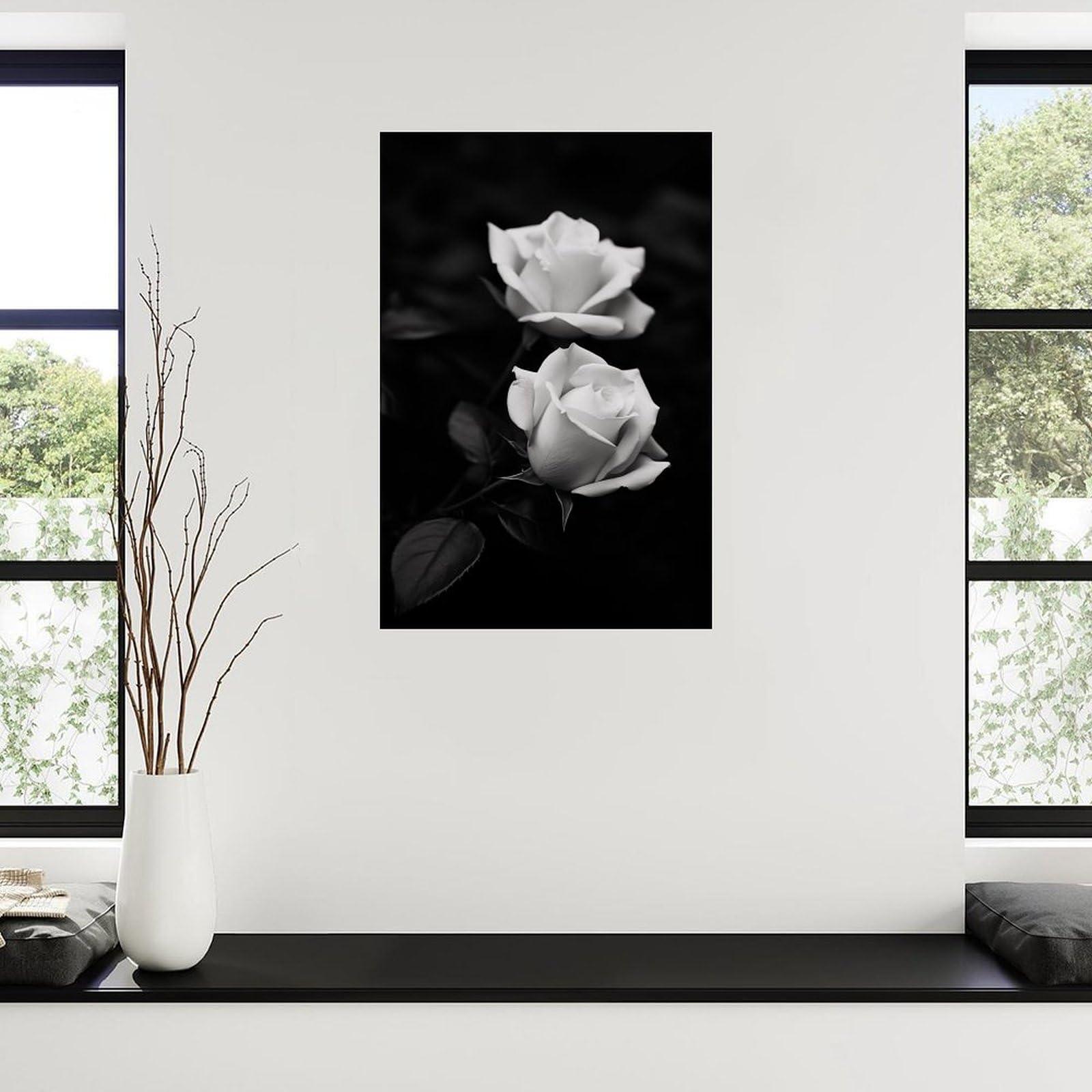 FDLCXHND FDLCXHND Flowers Romantic Red Rose Poster Black And White Poster (4) Canvas Painting Posters And Prints Wall Art for Living Room Bedroom Decor 24x36inch(60x90cm)