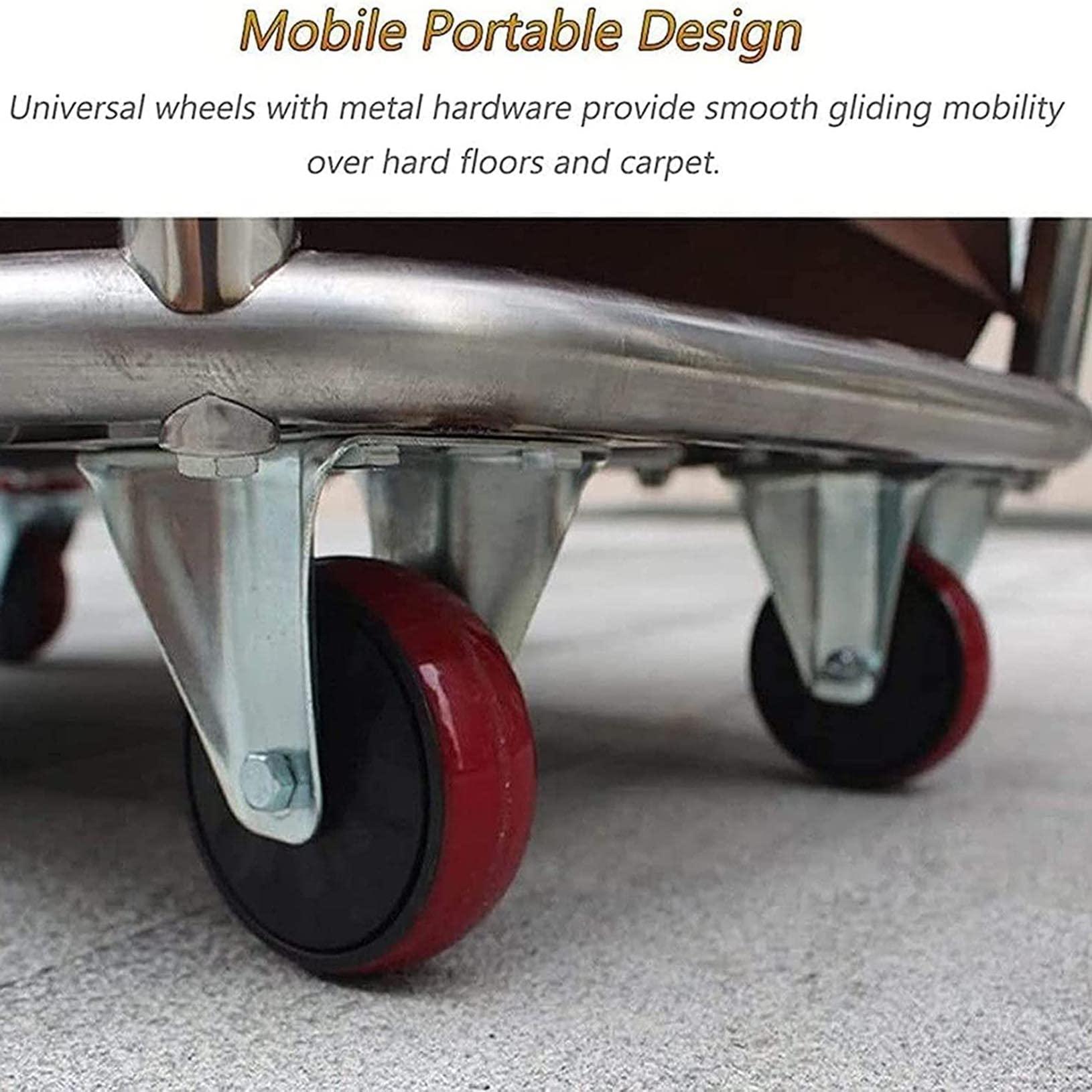 Graywlof Large Laundry Cart,11.35 Bushel Sturdy Commercial Large Stainless Steel Laundry Basket with Wheels, Heavy Duty Rolling Laundry Hampers for Large Family260 Lbs Load