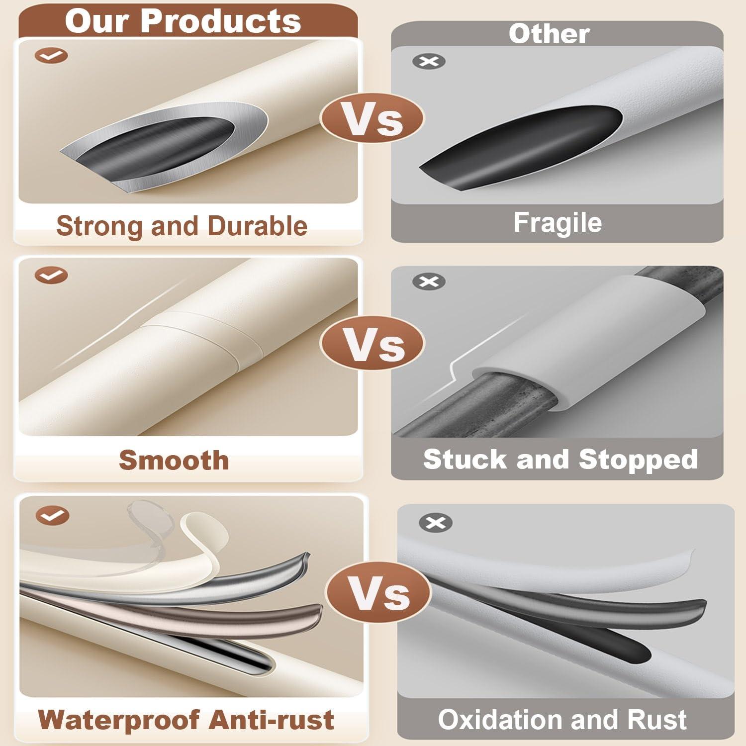 Liligic Shower Curtain Rod 28-192 inch Adjustable Tension Curtain Rod No Drilling Telescoping Rod, Diameter 1inch, for Bathroom Windows Closet Rods, No Rust(Cream,240-310cm(95-122in))