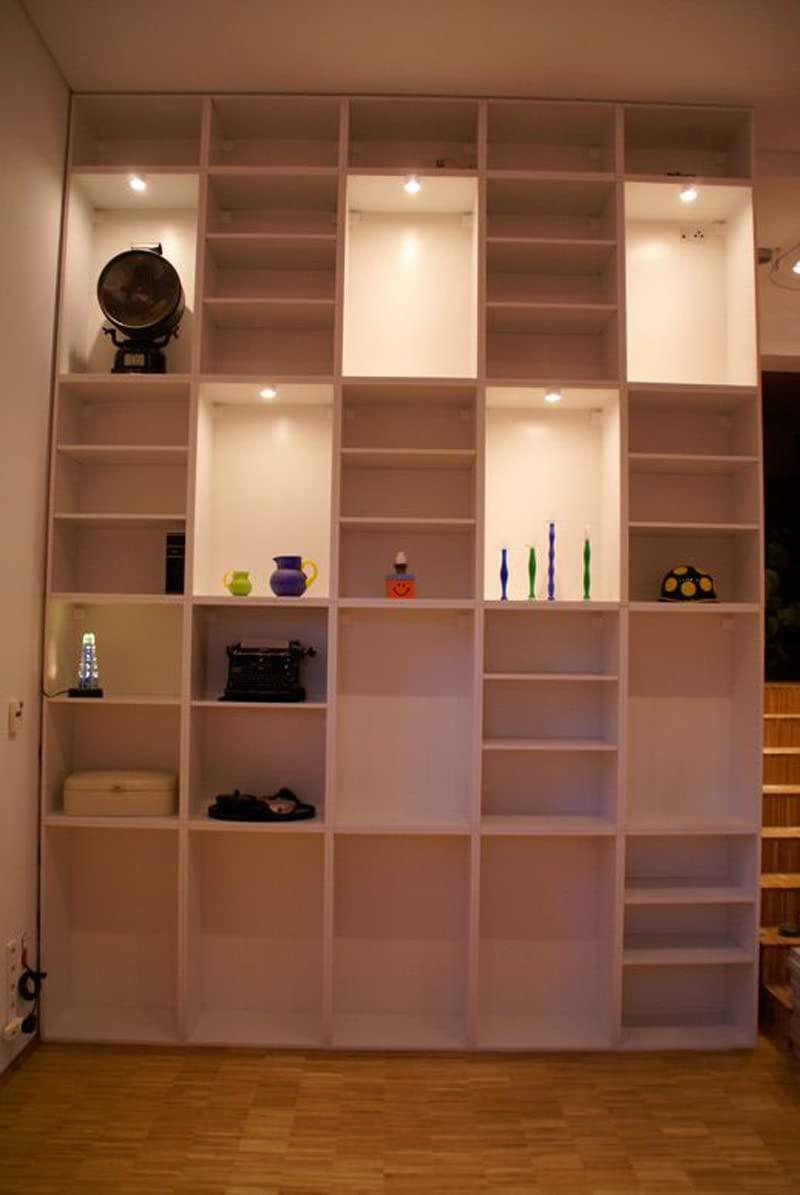 Cefrank Cefrank Dimmable Puck Lights, 6pcs Warm White Bookcase Lighting Kit w/Rotary Dimmer Switch, Total of 18W, 1500 Lm LED Under Cabinet Lights - Warm White, 3000K